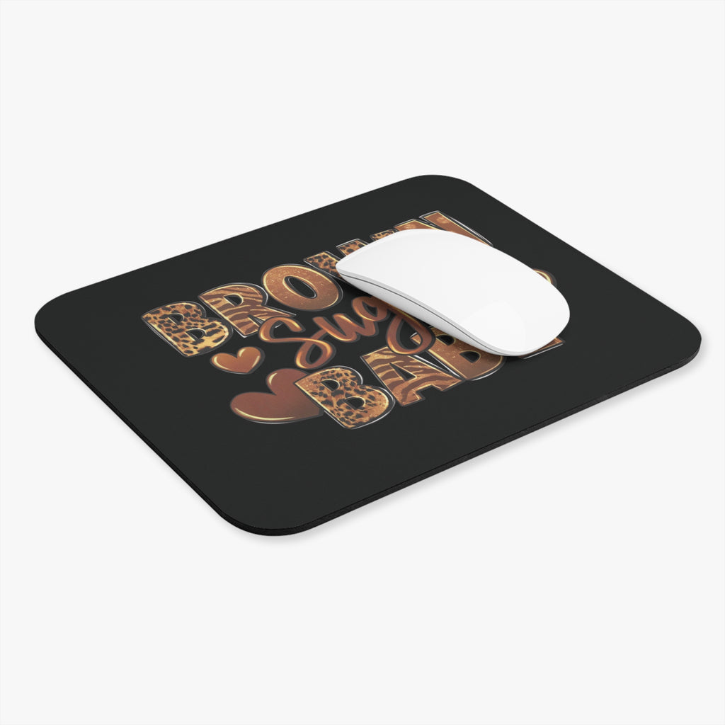Brown Suga Babe Mouse Pad — Leopard Print Brown Heart Desk Mat