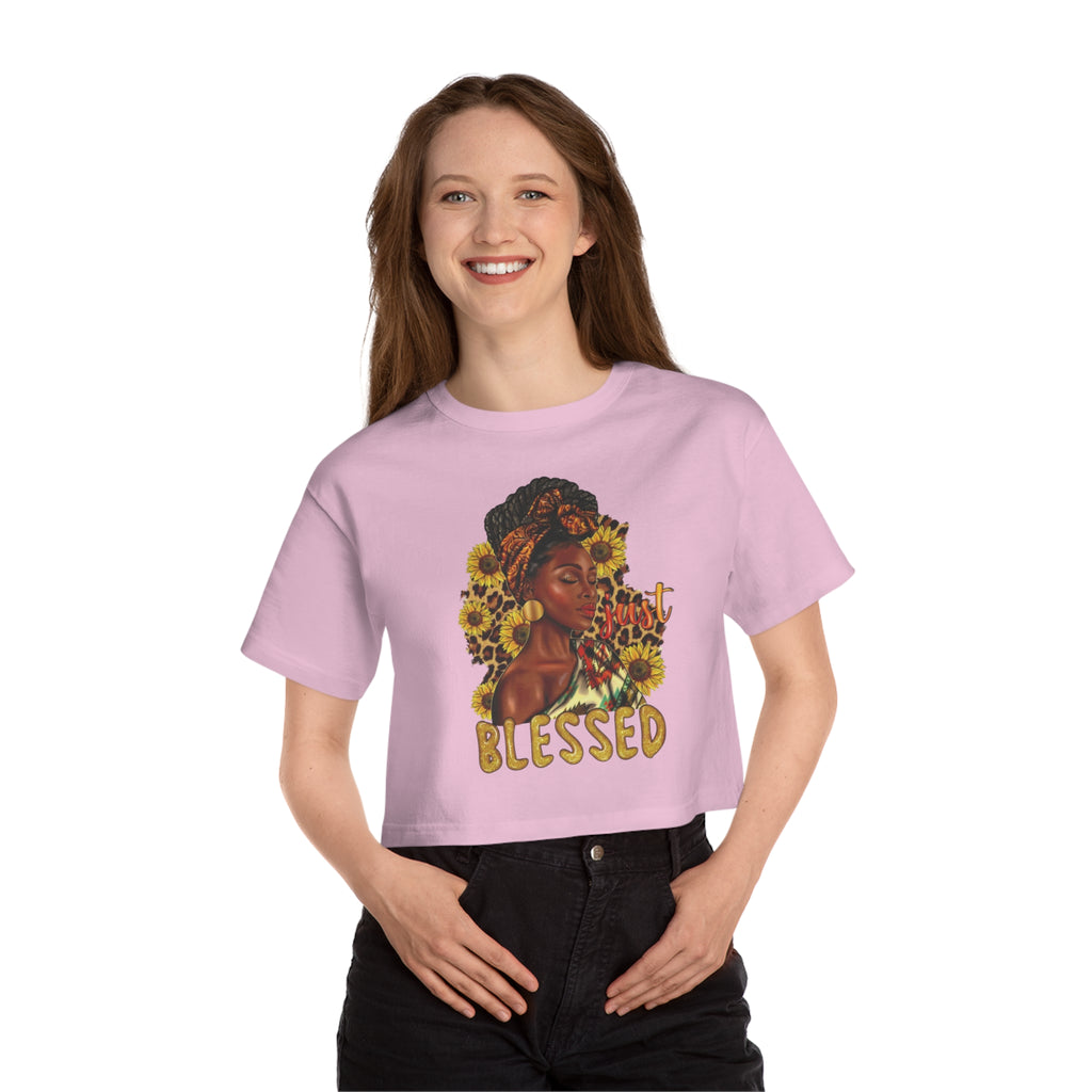 Cropped T-Shirt, just blessed, Women's Shirt, Heritage Design, Comfort Fit Tee, Trendy Top, Positive Vibes Clothing