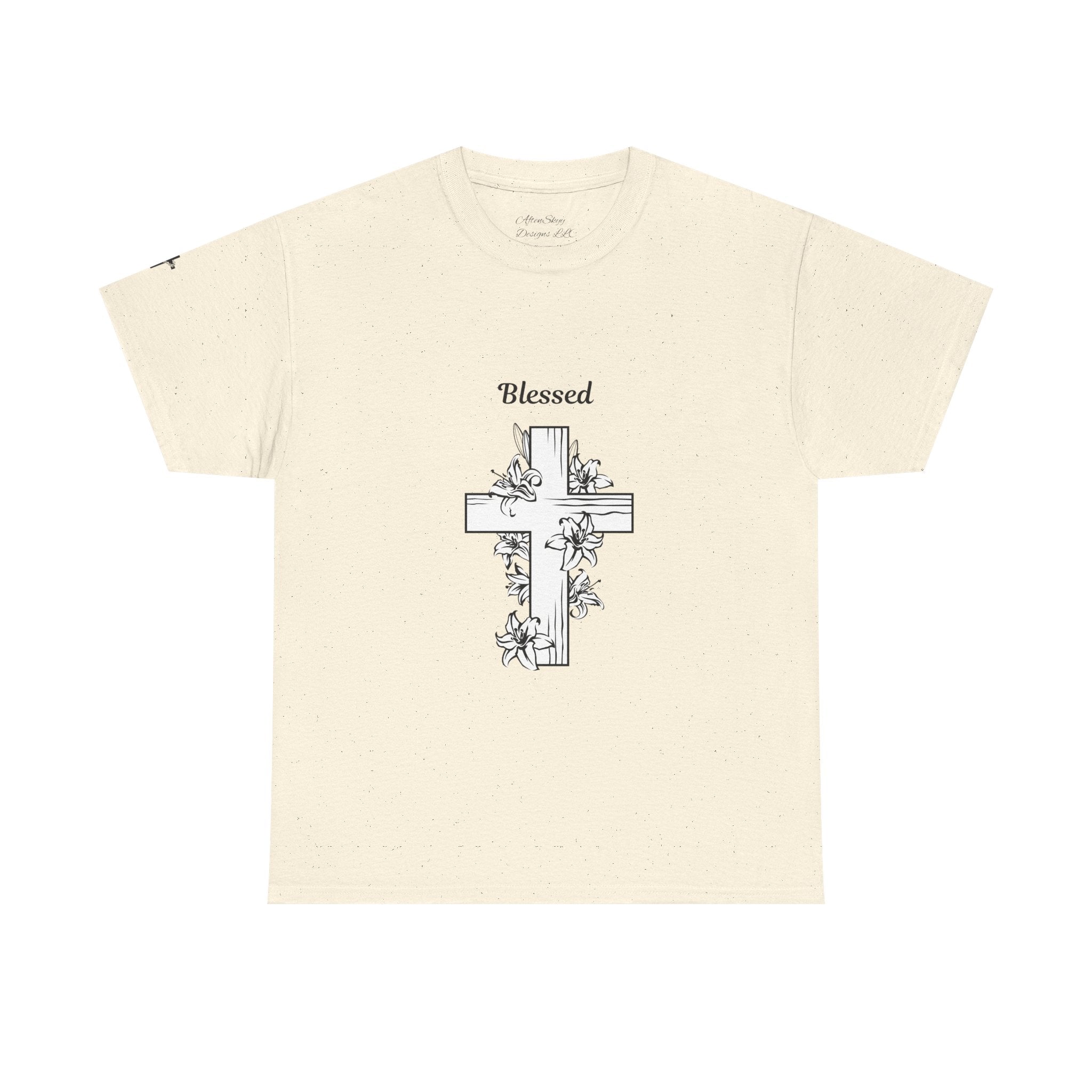 Blessed Cross Unisex Heavy Cotton Tee, Faith T-Shirt, Religious Gift, Spiritual Apparel, Christian Clothing, Everyday Wear
