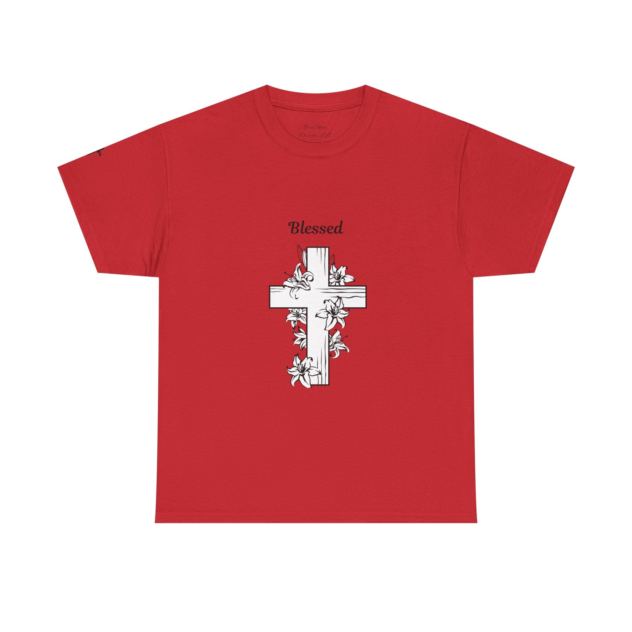 Blessed Cross Unisex Heavy Cotton Tee, Faith T-Shirt, Religious Gift, Spiritual Apparel, Christian Clothing, Everyday Wear
