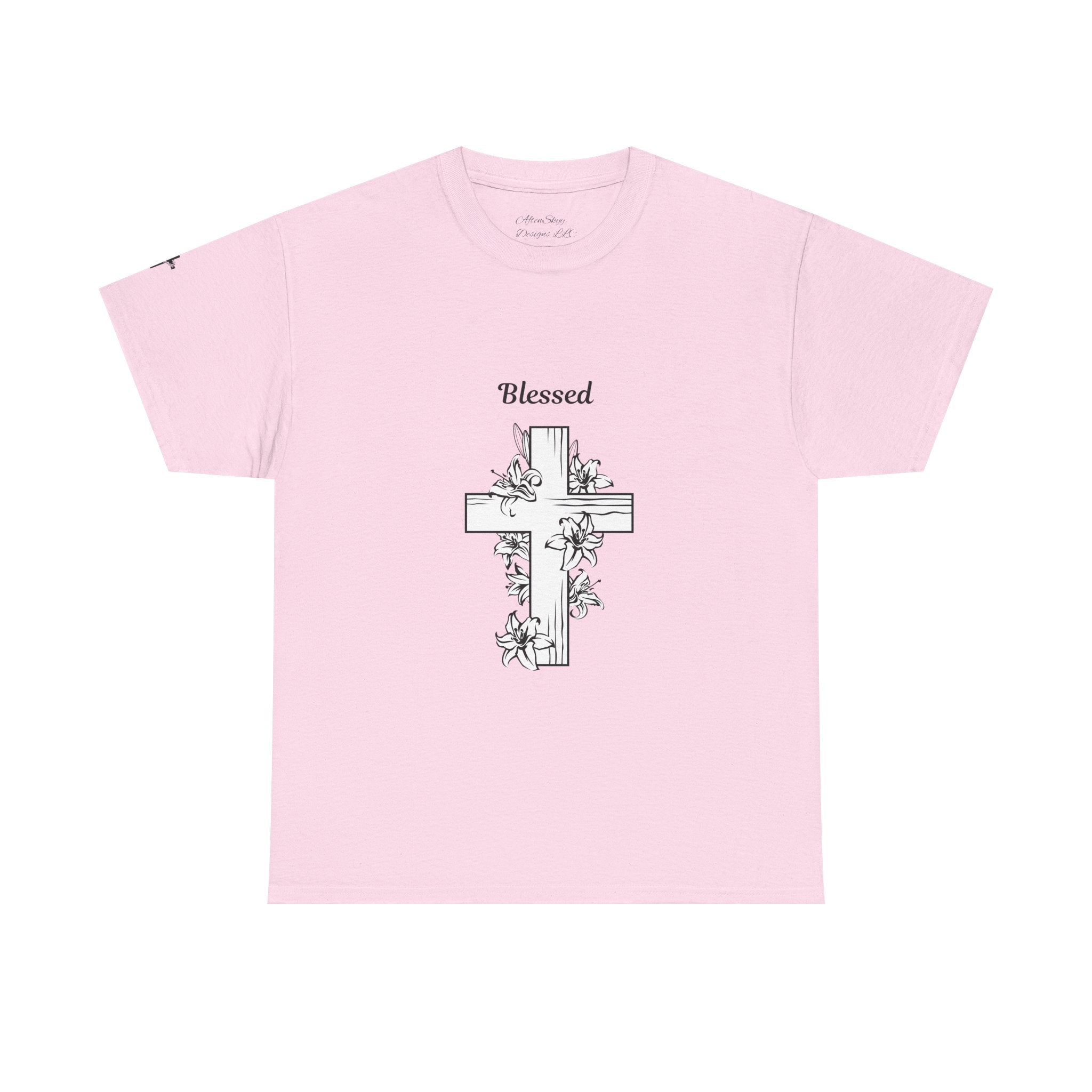Blessed Cross Unisex Heavy Cotton Tee, Faith T-Shirt, Religious Gift, Spiritual Apparel, Christian Clothing, Everyday Wear