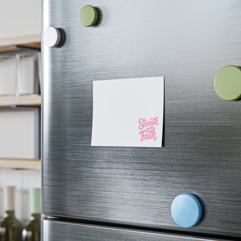Post-it Note Pad — "Strength in Faith" Inspirational Sticky Notes (Pink Corner Design)