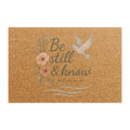 Be Still & Know Doormat — Floral Dove Welcome Mat (Psalm 46:10)