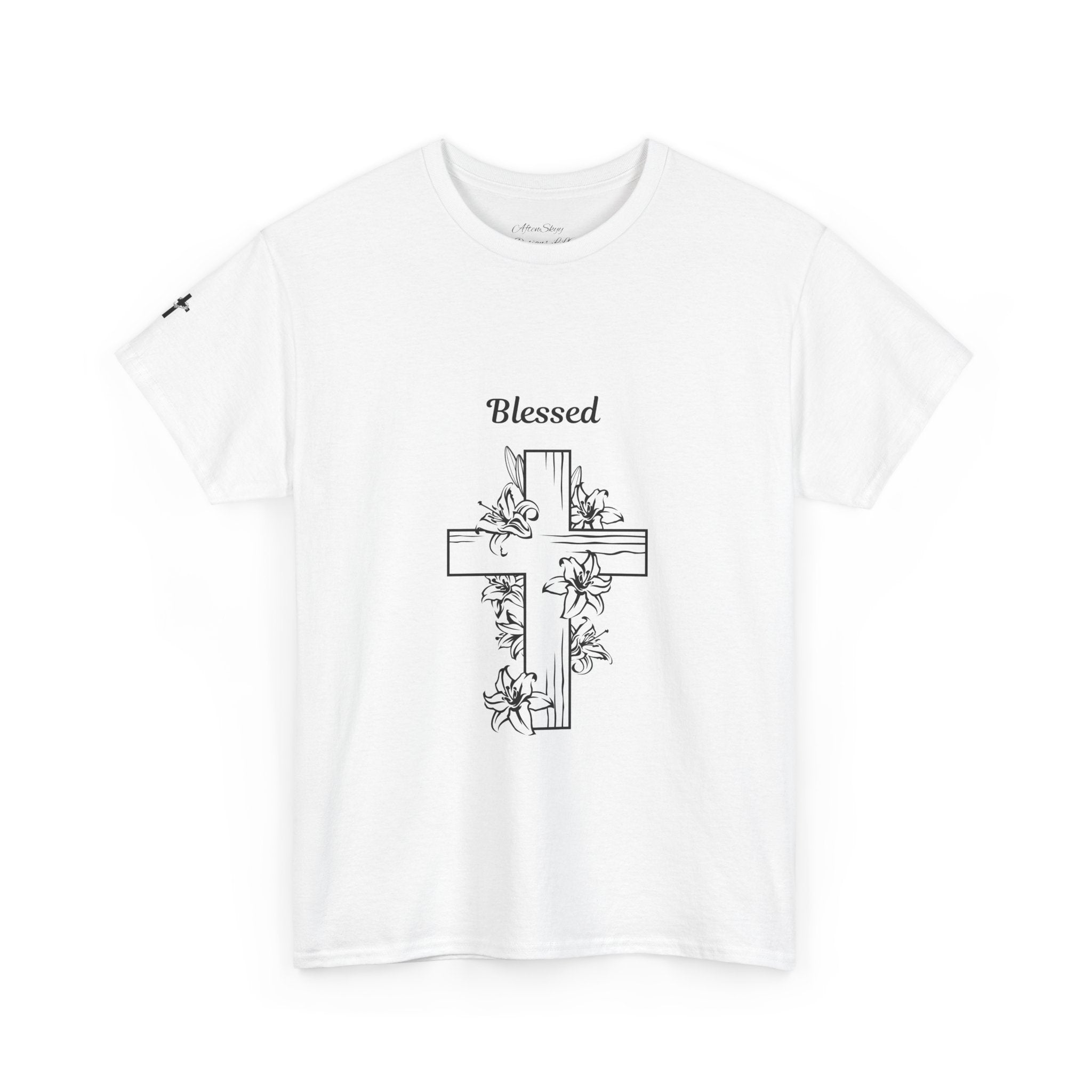 Blessed Cross Unisex Heavy Cotton Tee, Faith T-Shirt, Religious Gift, Spiritual Apparel, Christian Clothing, Everyday Wear