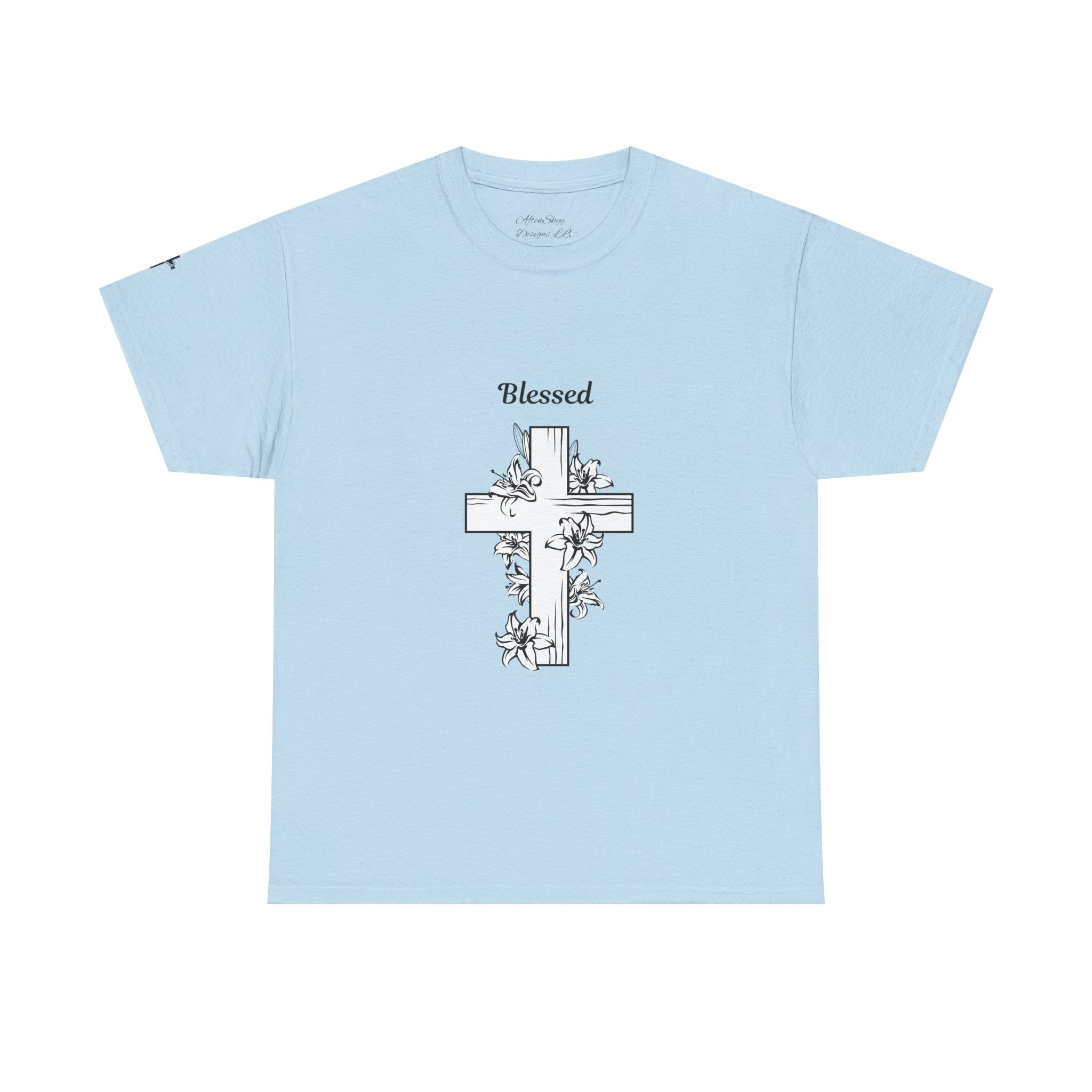 Blessed Cross Unisex Heavy Cotton Tee, Faith T-Shirt, Religious Gift, Spiritual Apparel, Christian Clothing, Everyday Wear