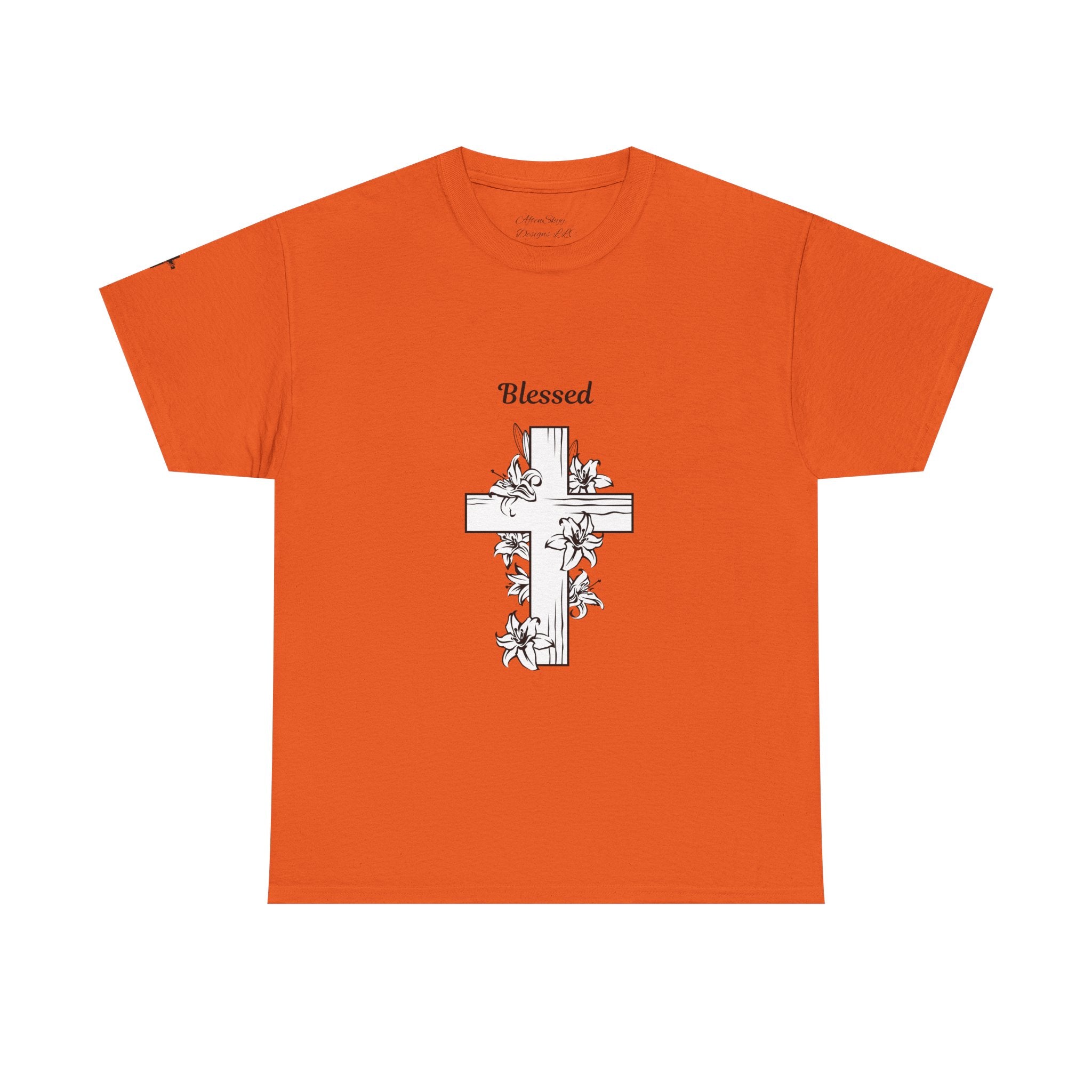 Blessed Cross Unisex Heavy Cotton Tee, Faith T-Shirt, Religious Gift, Spiritual Apparel, Christian Clothing, Everyday Wear
