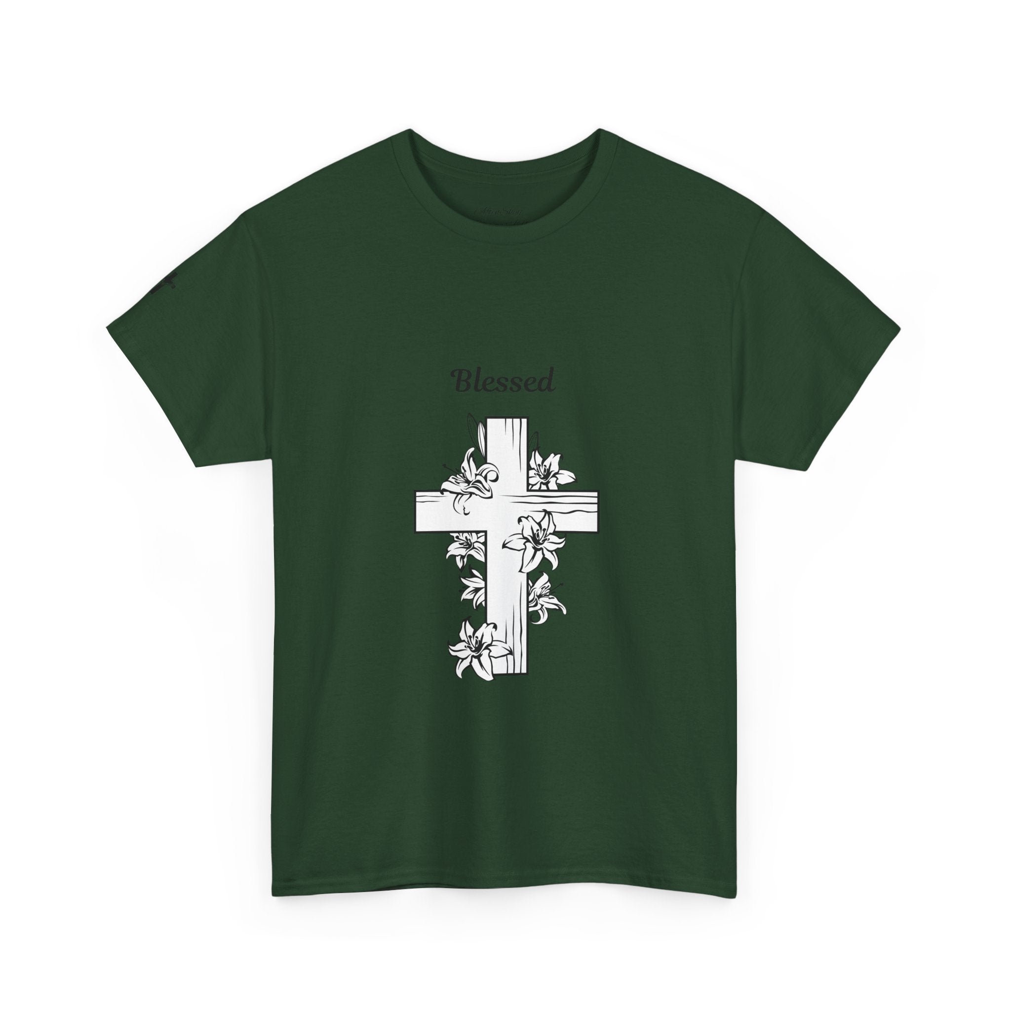 Blessed Cross Unisex Heavy Cotton Tee, Faith T-Shirt, Religious Gift, Spiritual Apparel, Christian Clothing, Everyday Wear