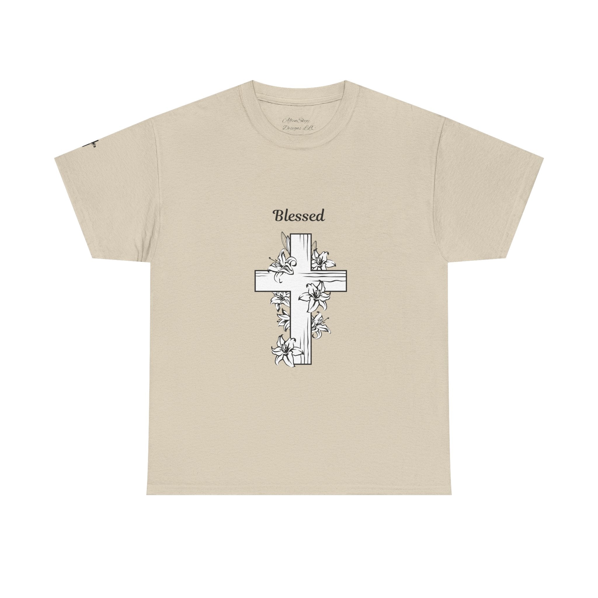 Blessed Cross Unisex Heavy Cotton Tee, Faith T-Shirt, Religious Gift, Spiritual Apparel, Christian Clothing, Everyday Wear