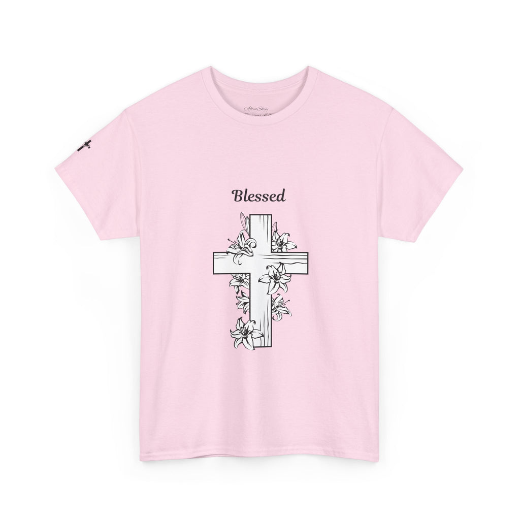 Blessed Cross Unisex Heavy Cotton Tee, Faith T-Shirt, Religious Gift, Spiritual Apparel, Christian Clothing, Everyday Wear
