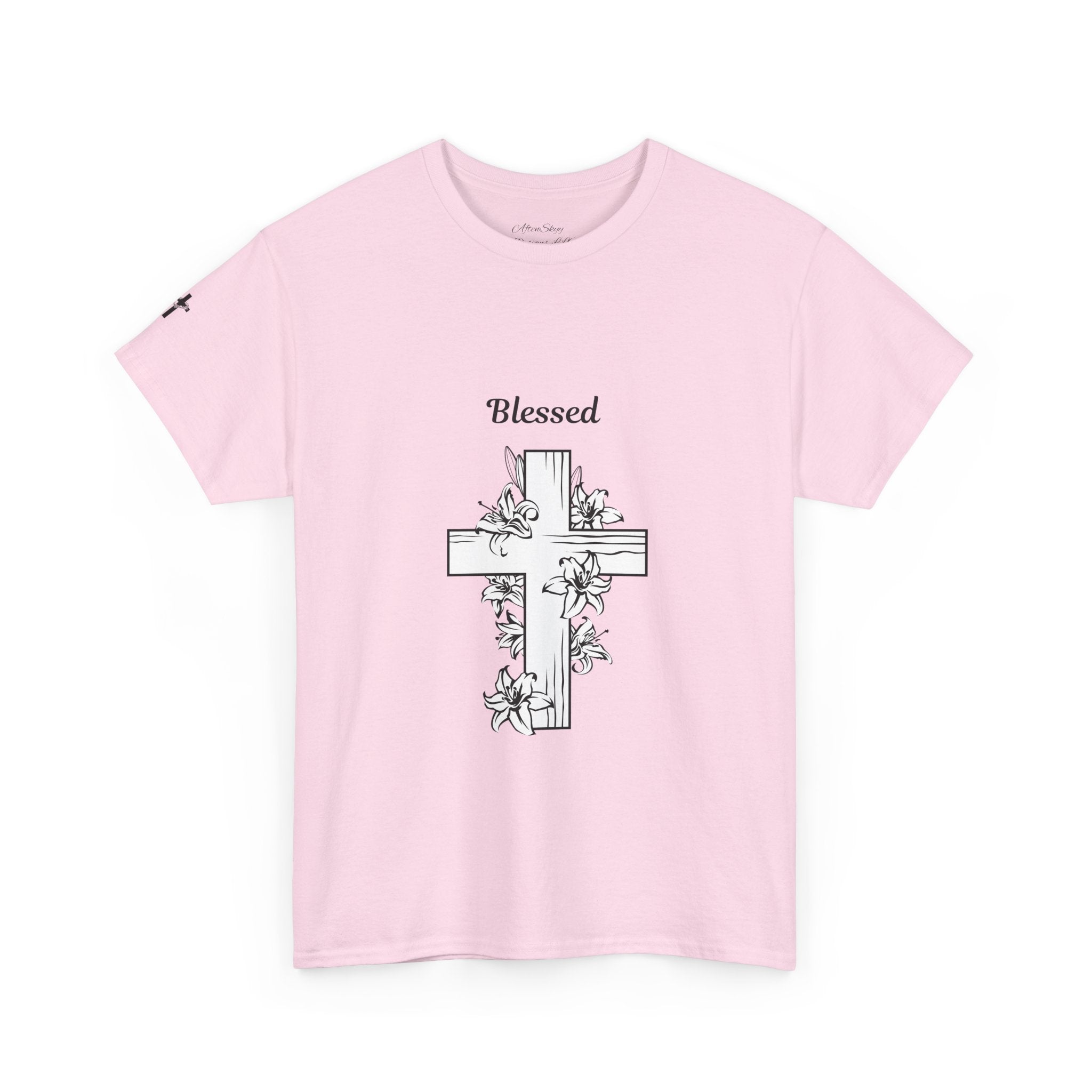 Blessed Cross Unisex Heavy Cotton Tee, Faith T-Shirt, Religious Gift, Spiritual Apparel, Christian Clothing, Everyday Wear