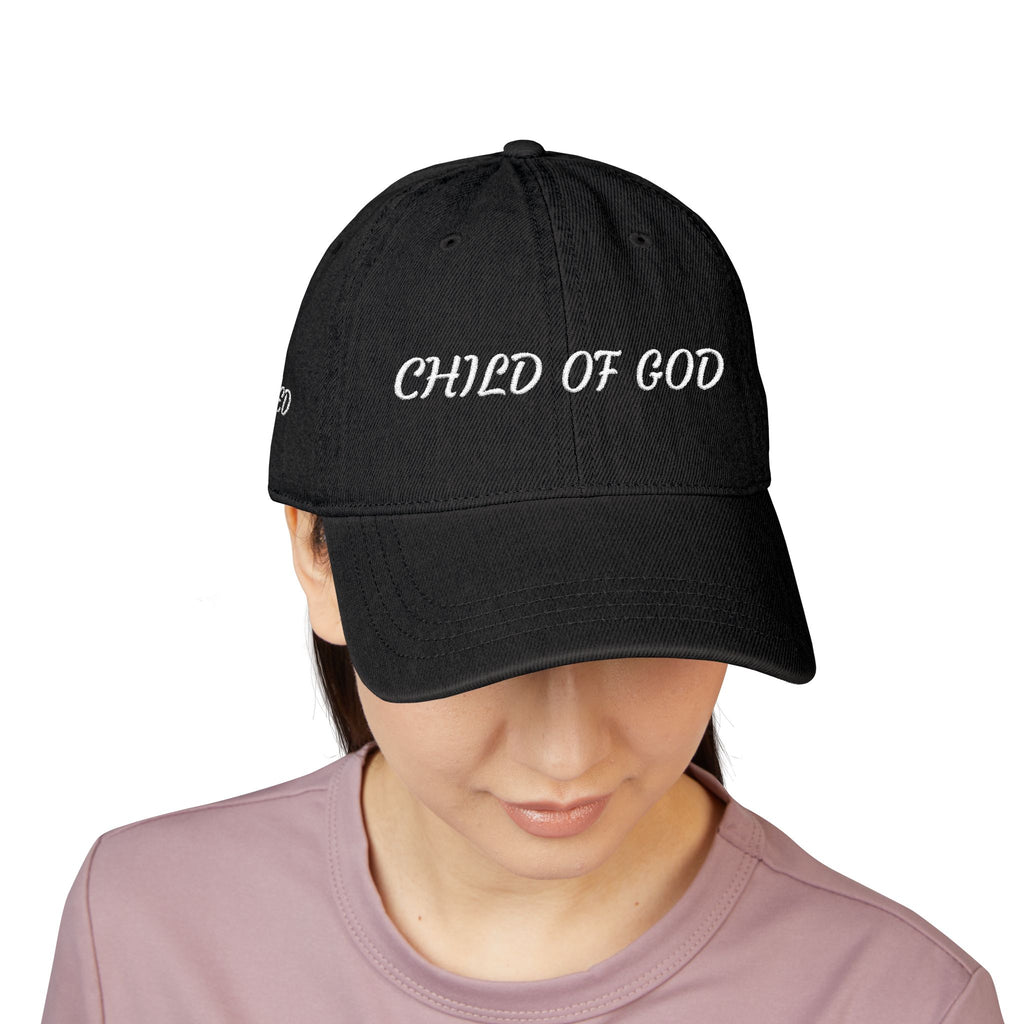 Child of God & Blessed Denim Hat — Embroidered Faith Baseball Cap