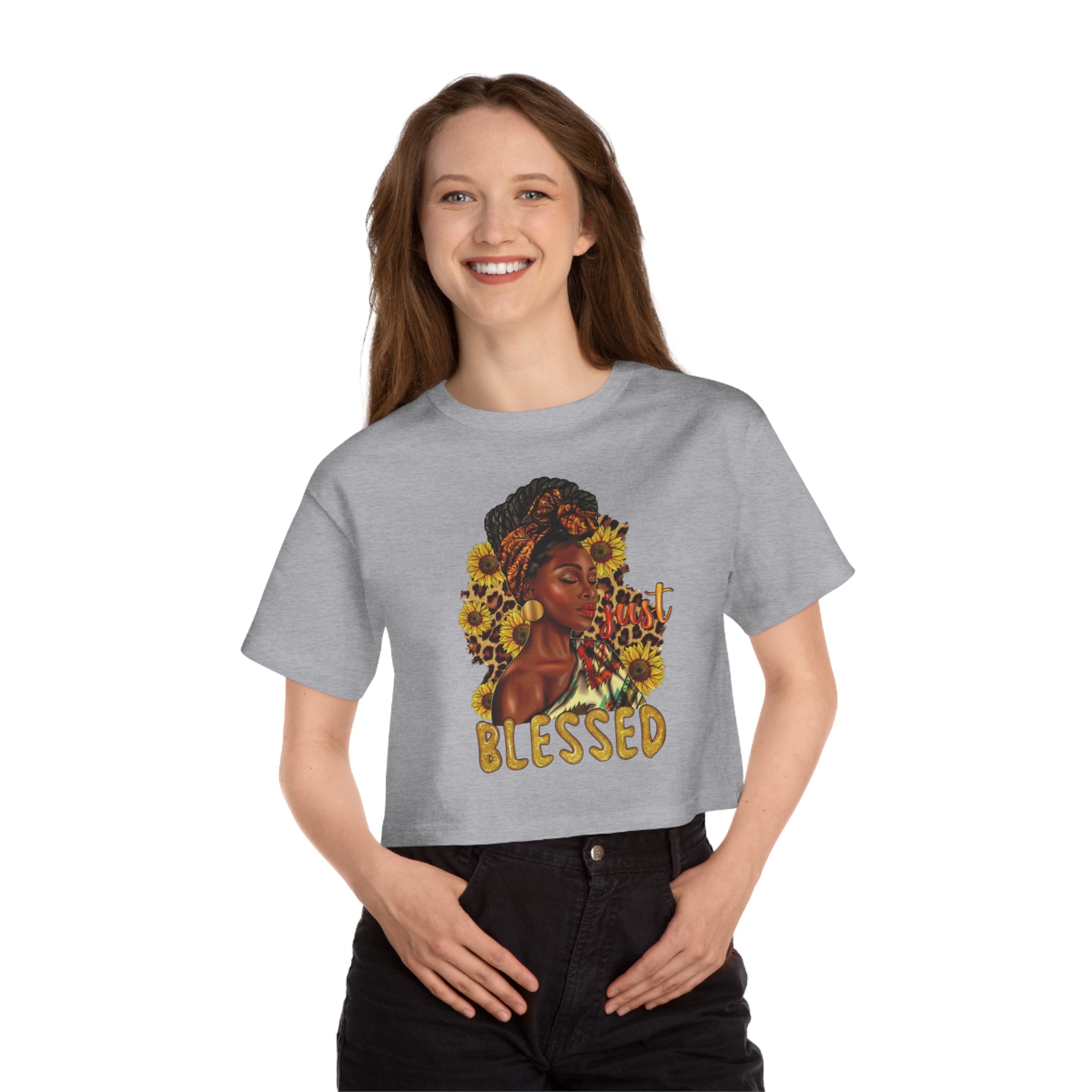 Cropped T-Shirt, just blessed, Women's Shirt, Heritage Design, Comfort Fit Tee, Trendy Top, Positive Vibes Clothing