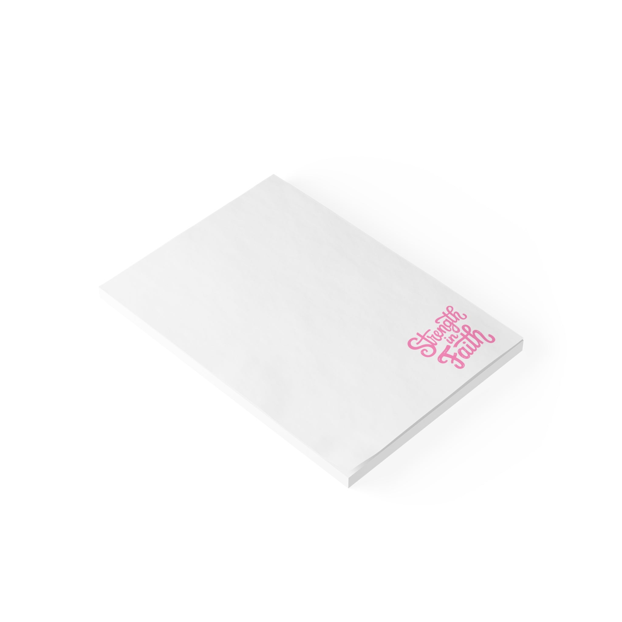 Post-it Note Pad — "Strength in Faith" Inspirational Sticky Notes (Pink Corner Design)
