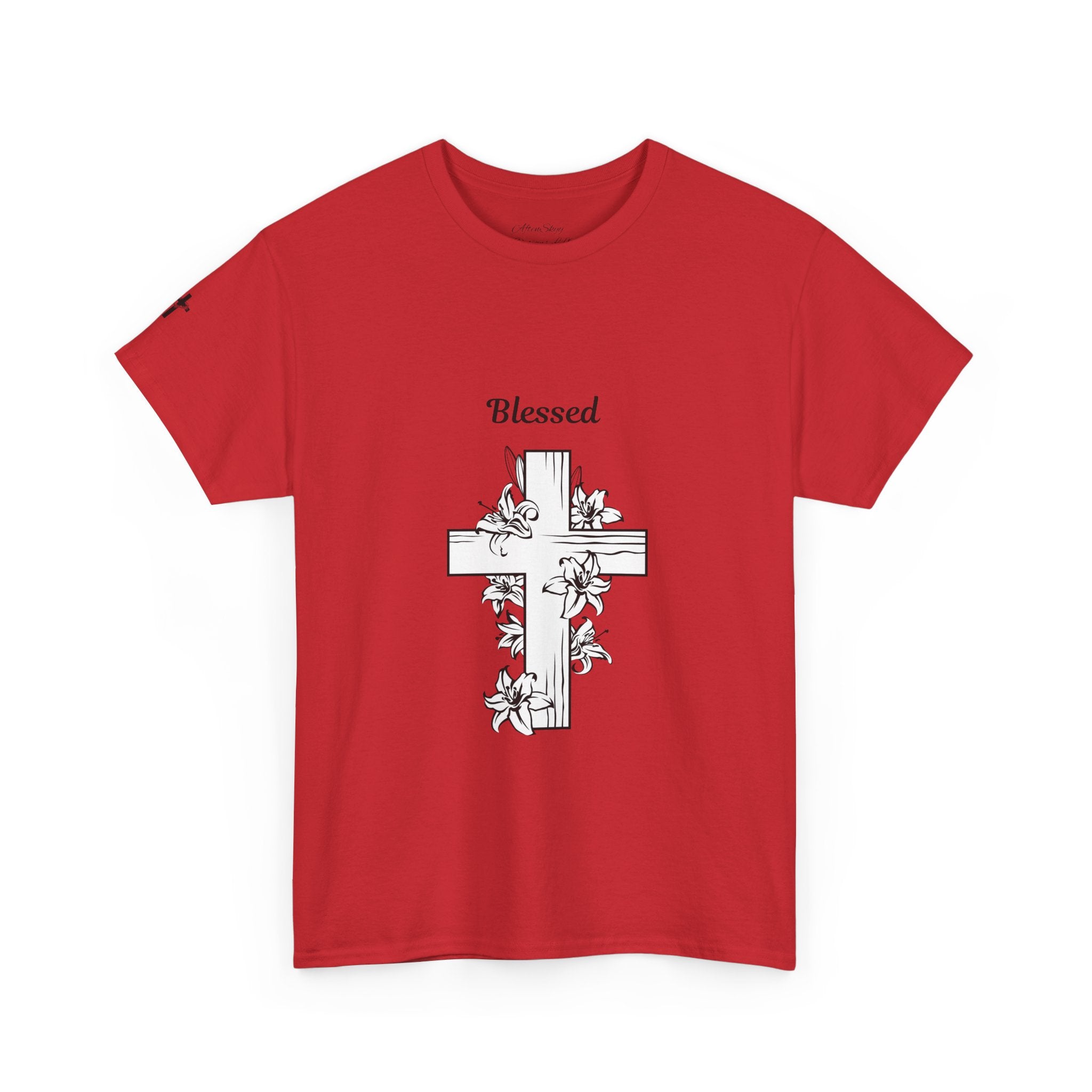 Blessed Cross Unisex Heavy Cotton Tee, Faith T-Shirt, Religious Gift, Spiritual Apparel, Christian Clothing, Everyday Wear