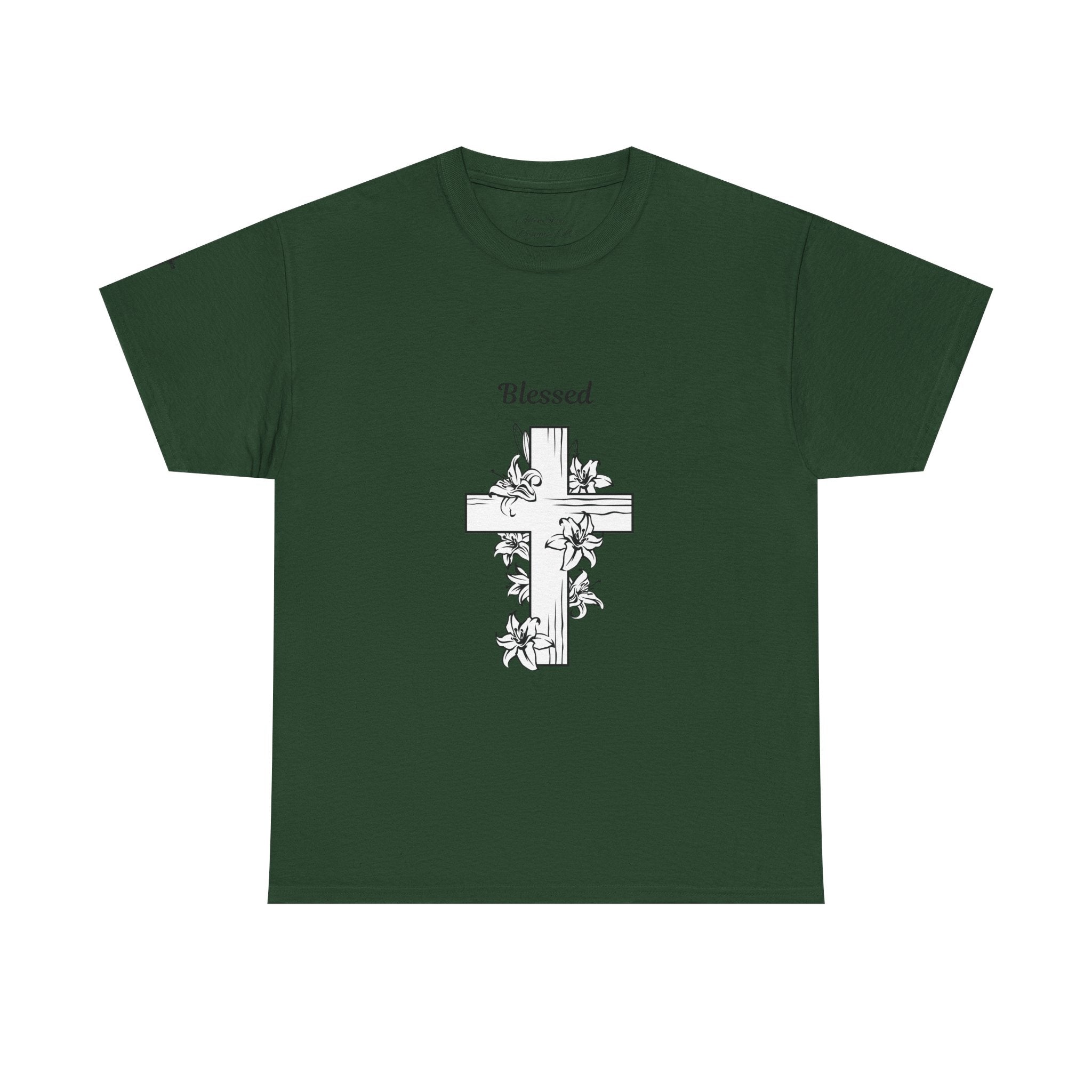 Blessed Cross Unisex Heavy Cotton Tee, Faith T-Shirt, Religious Gift, Spiritual Apparel, Christian Clothing, Everyday Wear