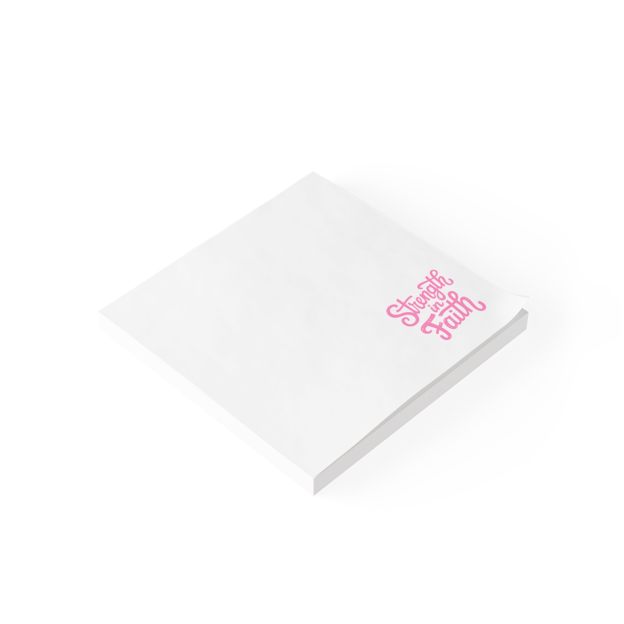 Post-it Note Pad — "Strength in Faith" Inspirational Sticky Notes (Pink Corner Design)