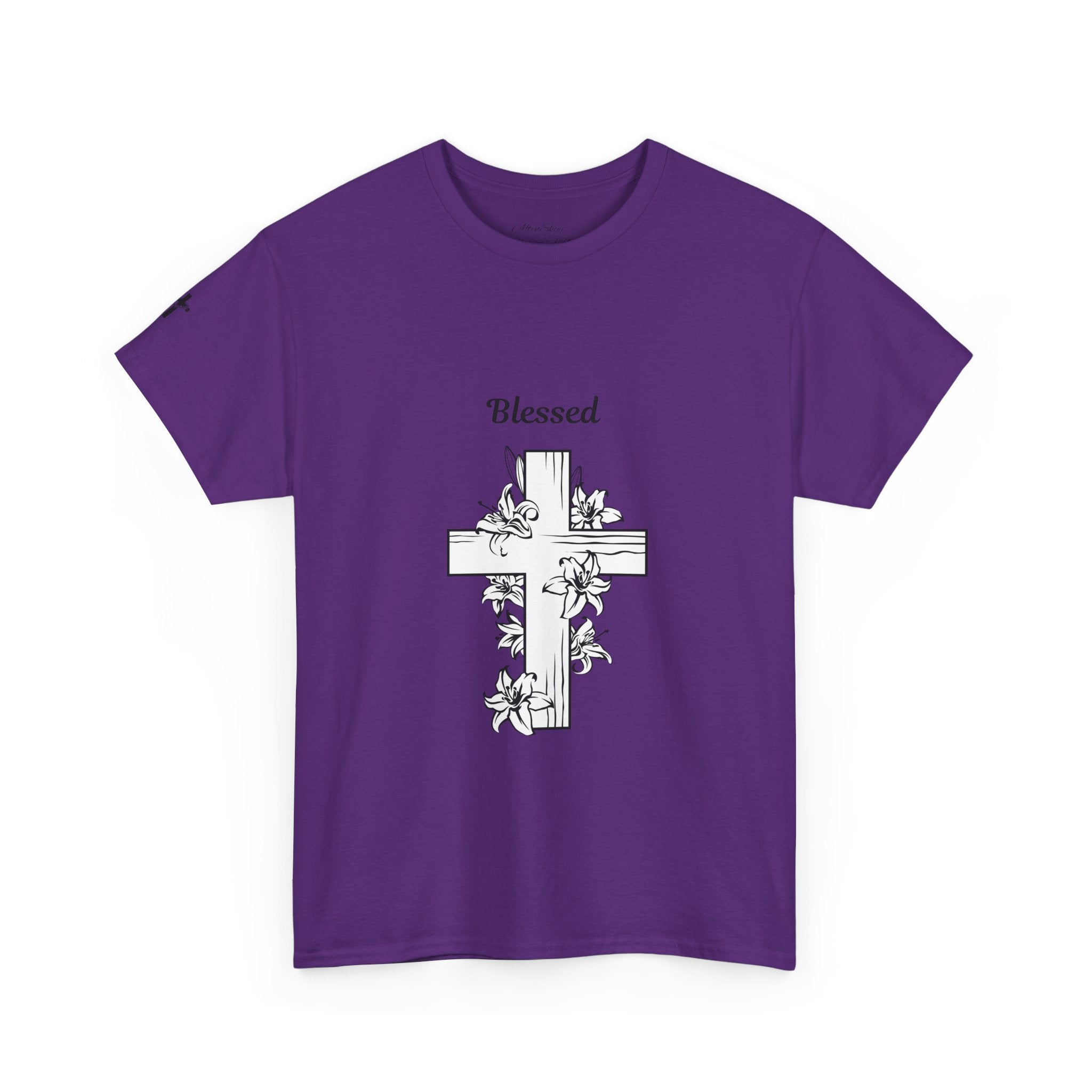 Blessed Cross Unisex Heavy Cotton Tee, Faith T-Shirt, Religious Gift, Spiritual Apparel, Christian Clothing, Everyday Wear