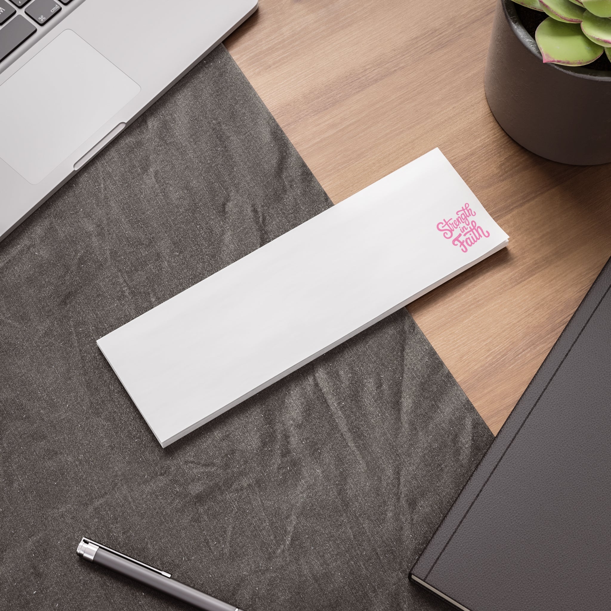 Post-it Note Pad — "Strength in Faith" Inspirational Sticky Notes (Pink Corner Design)