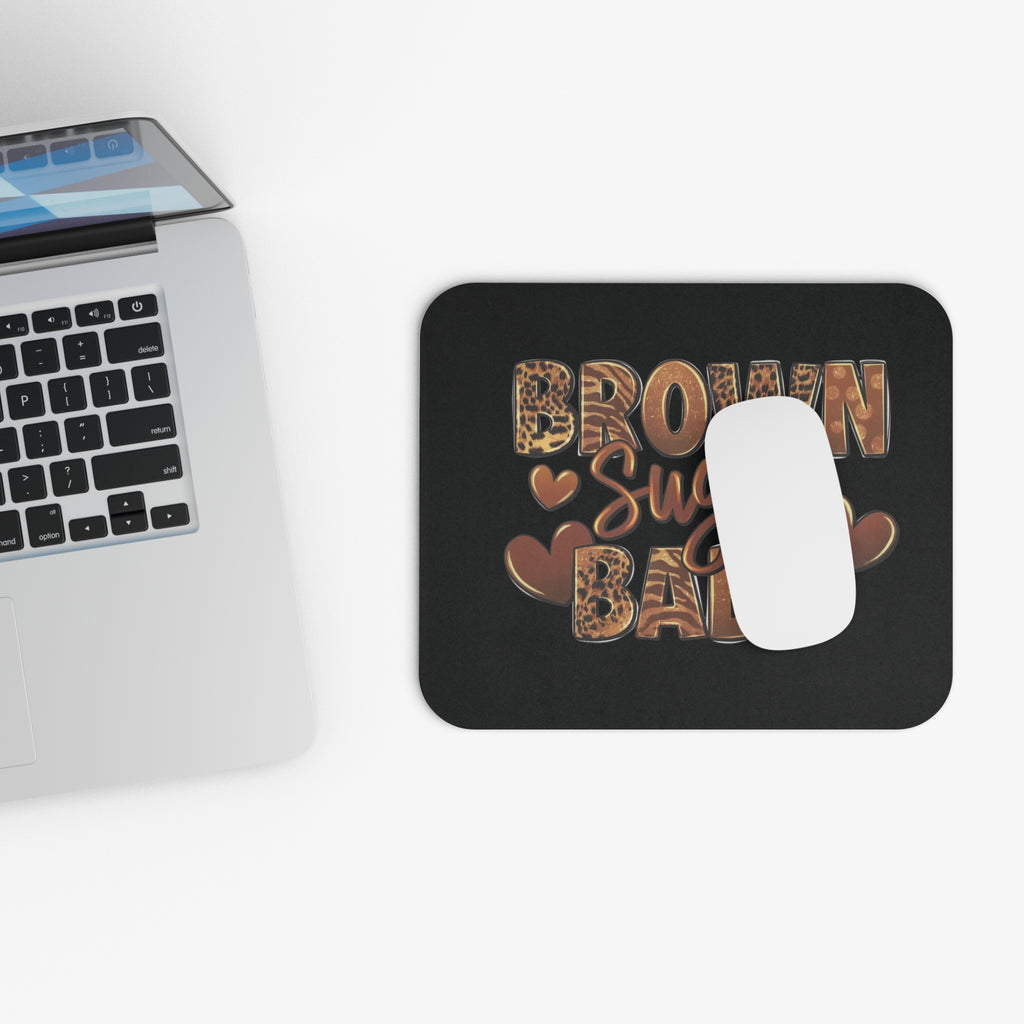 Brown Suga Babe Mouse Pad — Leopard Print Brown Heart Desk Mat