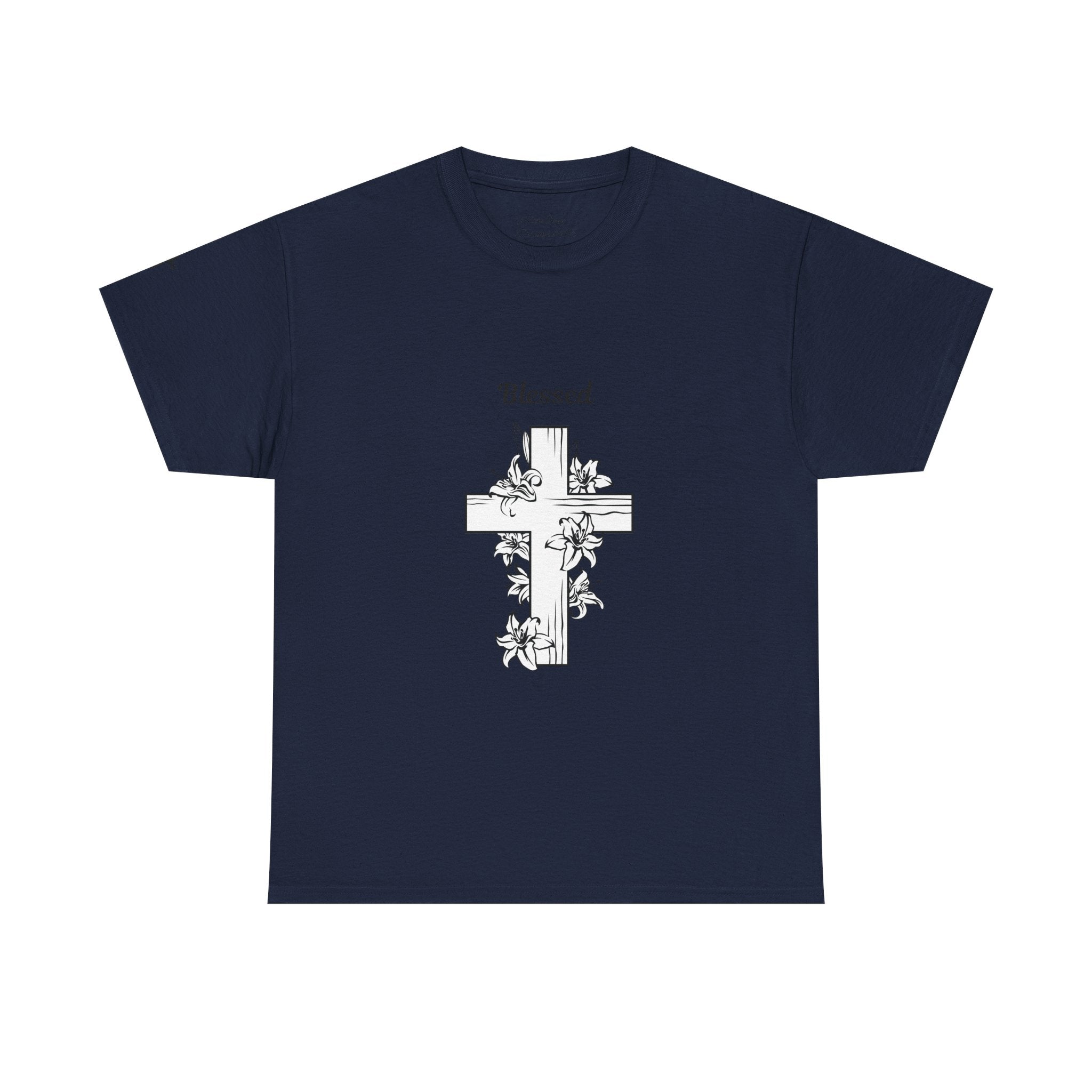 Blessed Cross Unisex Heavy Cotton Tee, Faith T-Shirt, Religious Gift, Spiritual Apparel, Christian Clothing, Everyday Wear