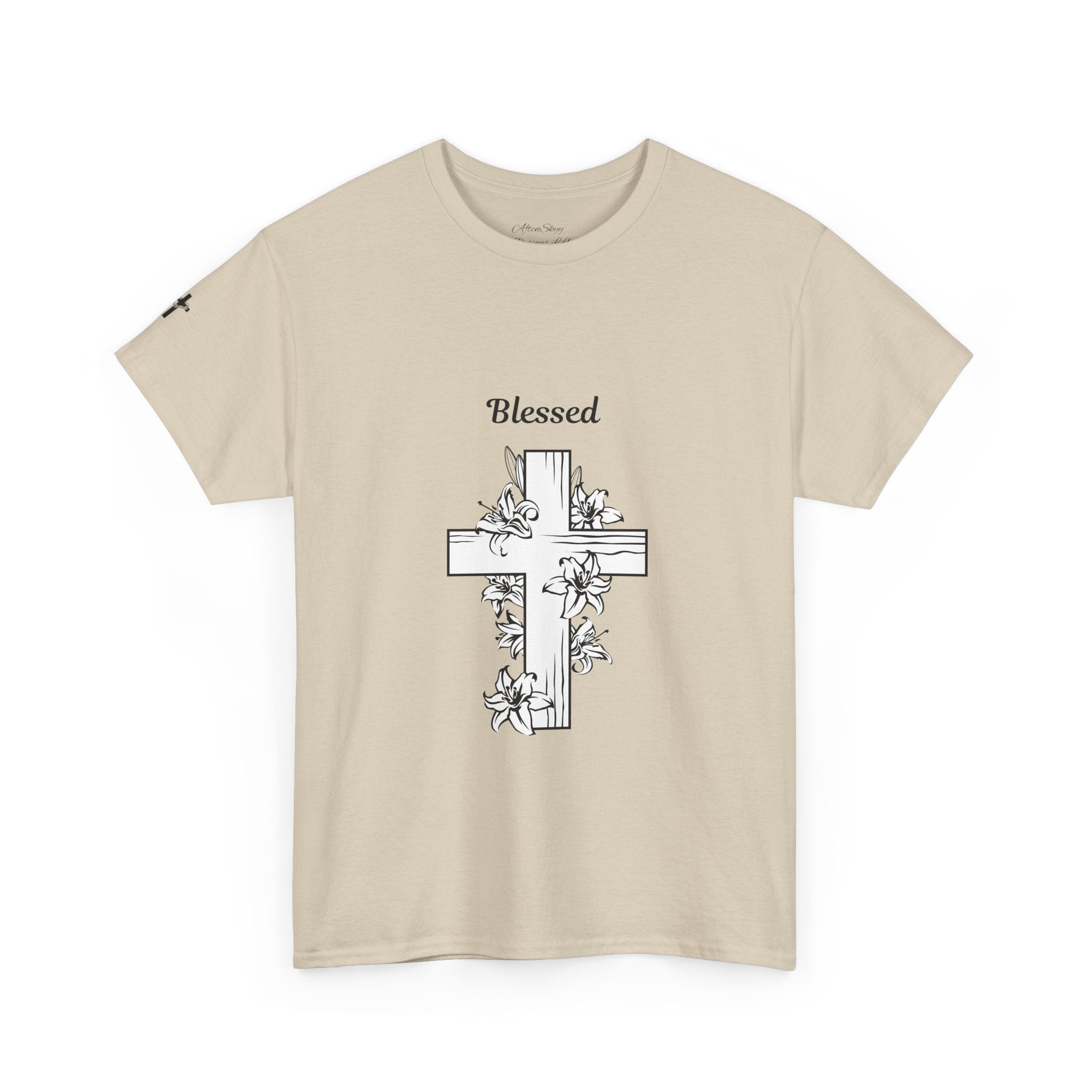 Blessed Cross Unisex Heavy Cotton Tee, Faith T-Shirt, Religious Gift, Spiritual Apparel, Christian Clothing, Everyday Wear