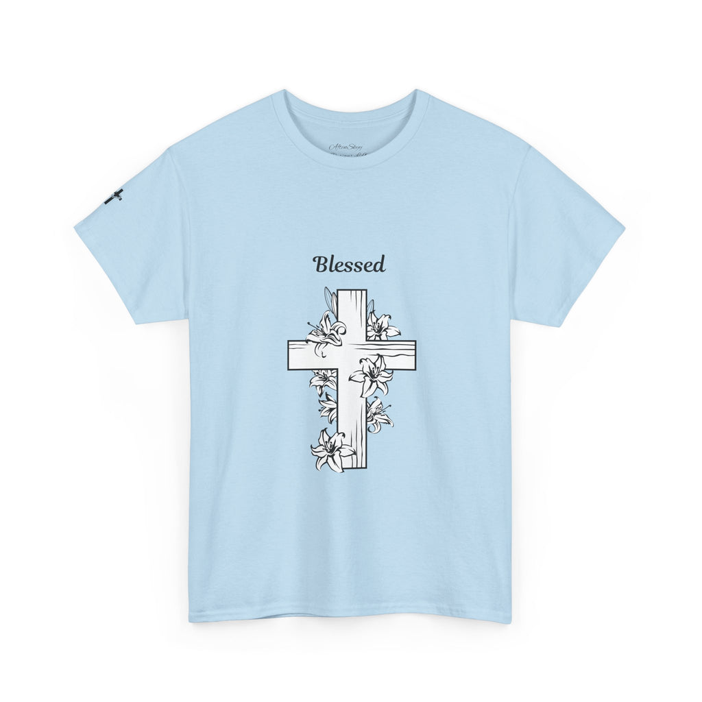 Blessed Cross Unisex Heavy Cotton Tee, Faith T-Shirt, Religious Gift, Spiritual Apparel, Christian Clothing, Everyday Wear