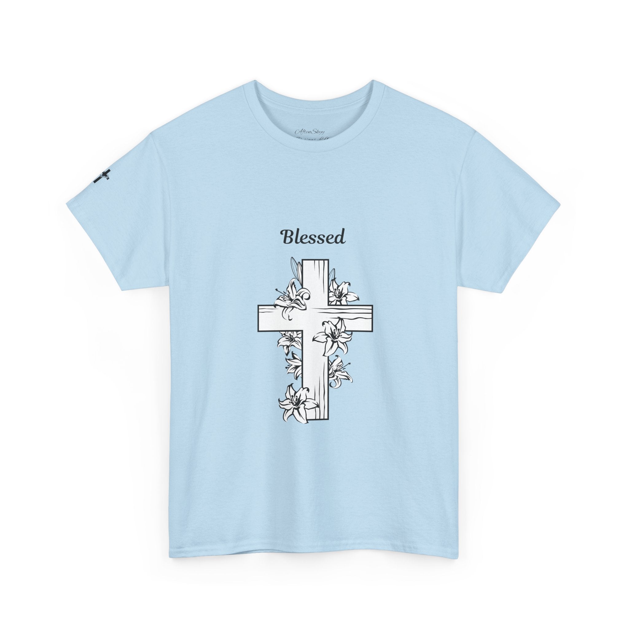 Blessed Cross Unisex Heavy Cotton Tee, Faith T-Shirt, Religious Gift, Spiritual Apparel, Christian Clothing, Everyday Wear