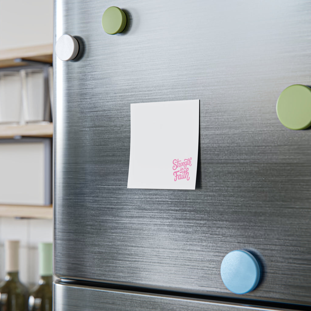 Post-it Note Pad — "Strength in Faith" Inspirational Sticky Notes (Pink Corner Design)