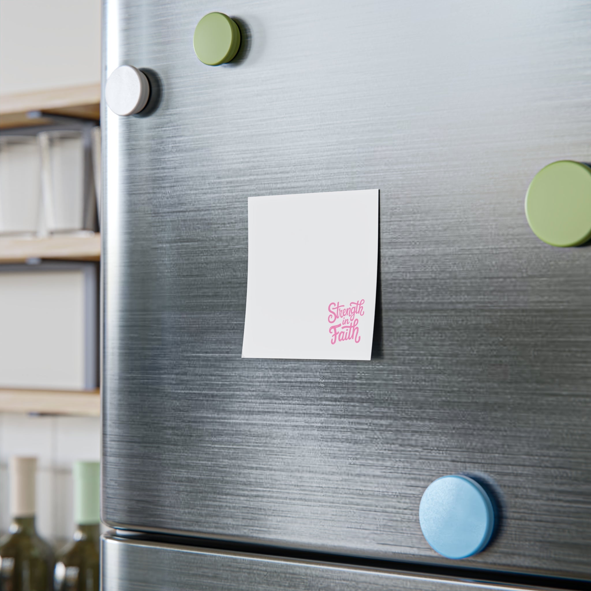 Post-it Note Pad — "Strength in Faith" Inspirational Sticky Notes (Pink Corner Design)
