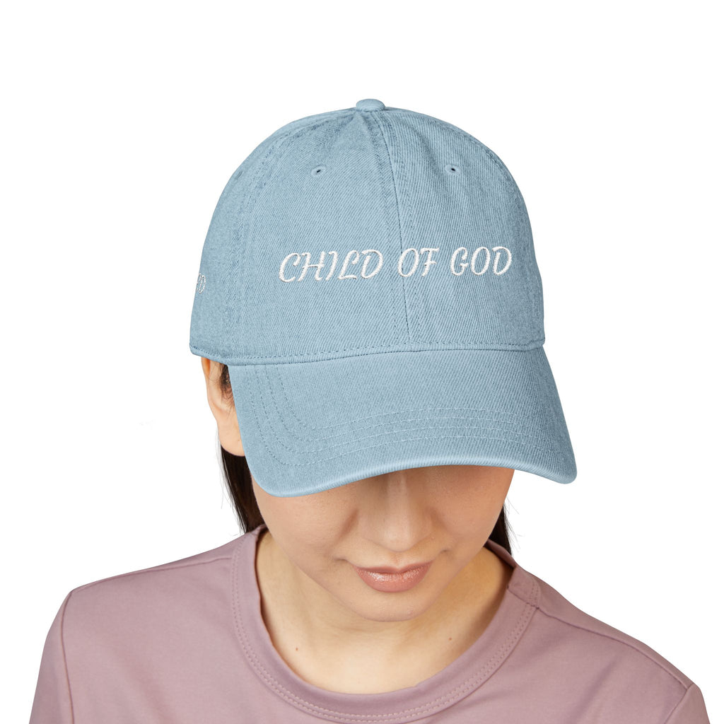 Child of God & Blessed Denim Hat — Embroidered Faith Baseball Cap