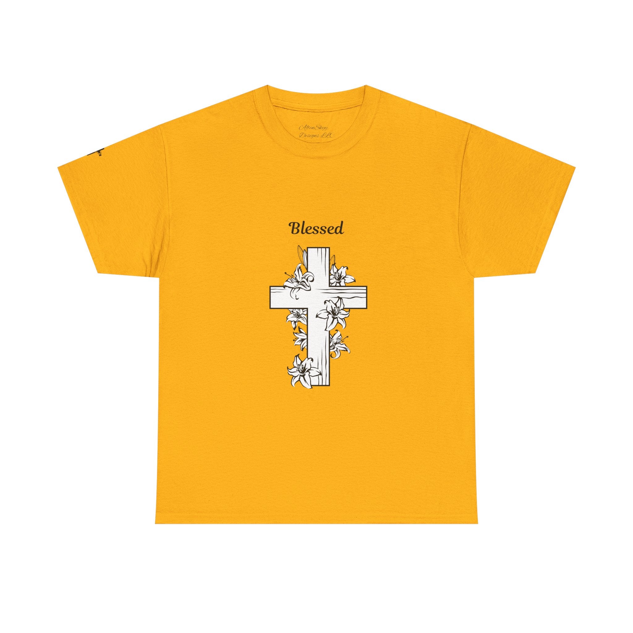 Blessed Cross Unisex Heavy Cotton Tee, Faith T-Shirt, Religious Gift, Spiritual Apparel, Christian Clothing, Everyday Wear