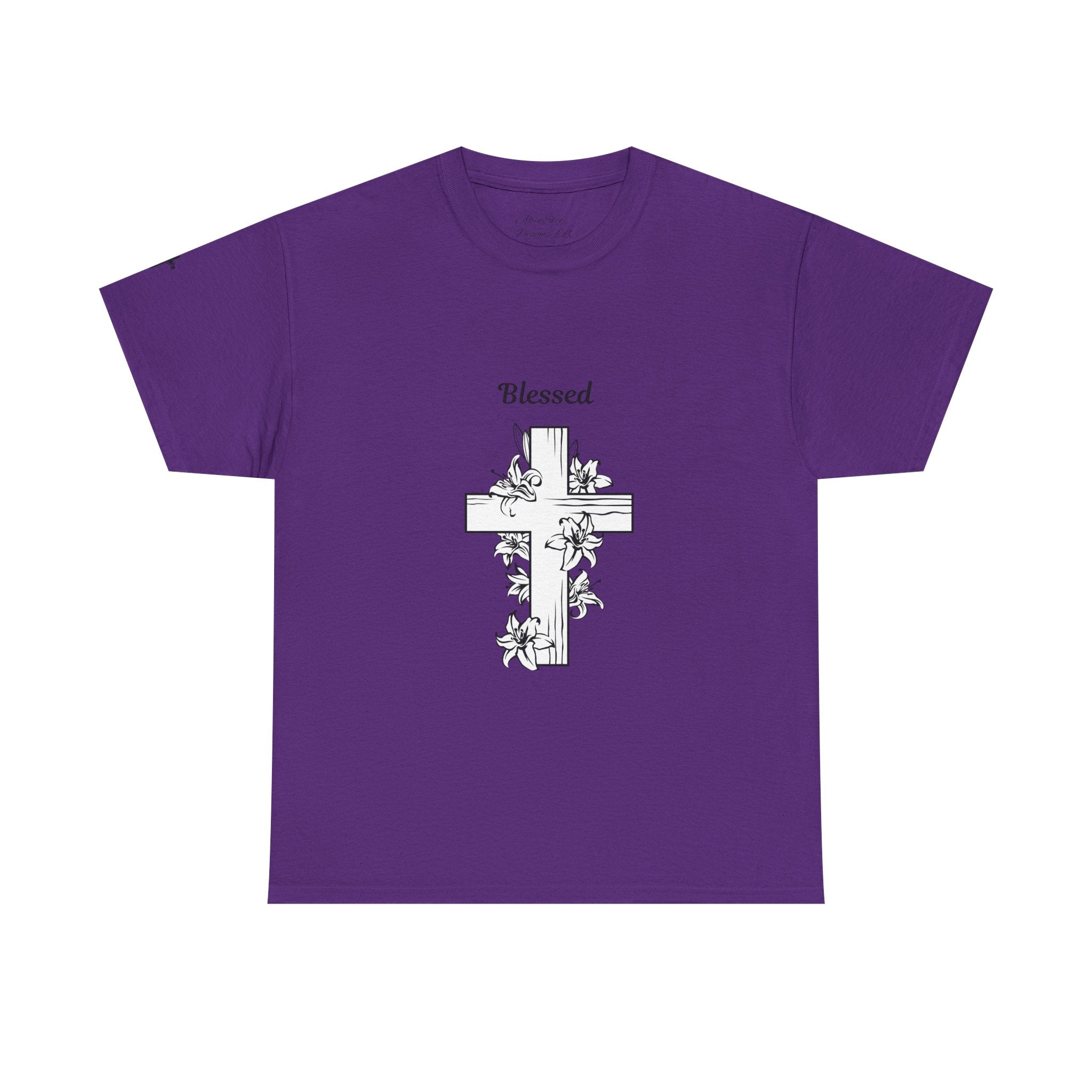 Blessed Cross Unisex Heavy Cotton Tee, Faith T-Shirt, Religious Gift, Spiritual Apparel, Christian Clothing, Everyday Wear