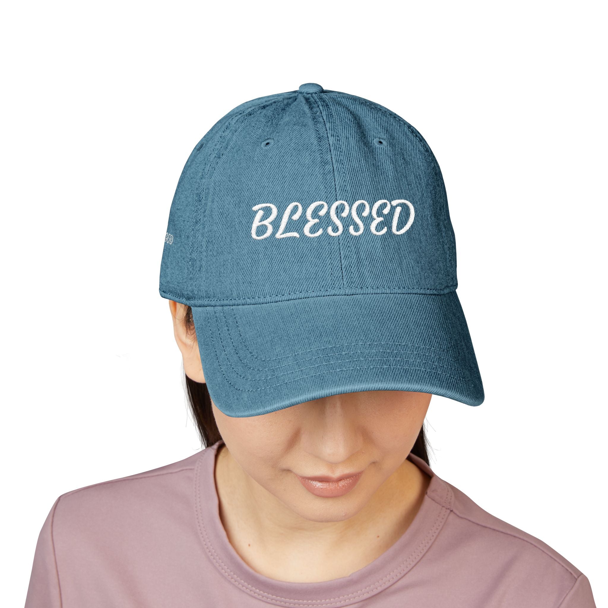 Blessed & Child of God Denim Hat — Embroidered Faith Baseball Cap