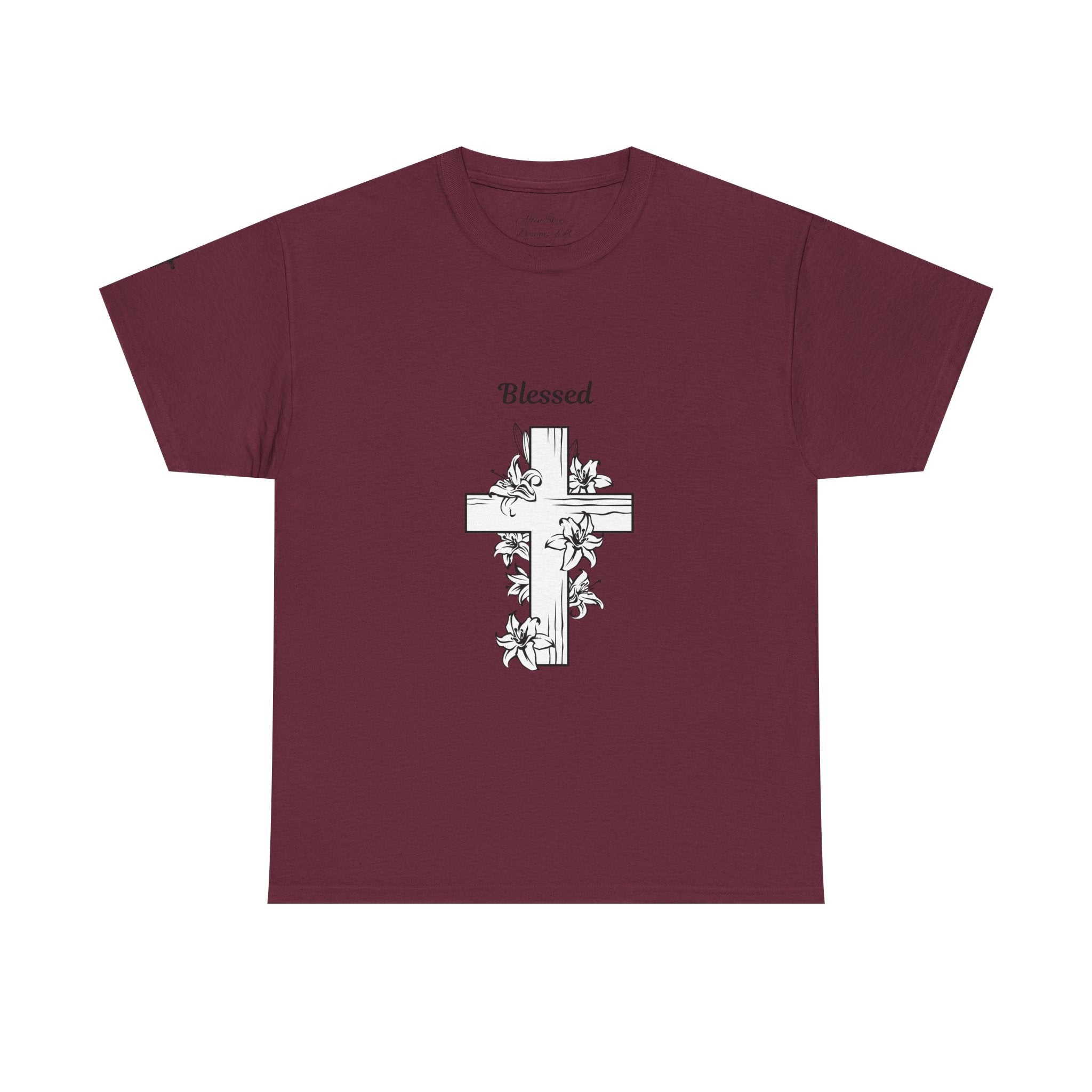 Blessed Cross Unisex Heavy Cotton Tee, Faith T-Shirt, Religious Gift, Spiritual Apparel, Christian Clothing, Everyday Wear