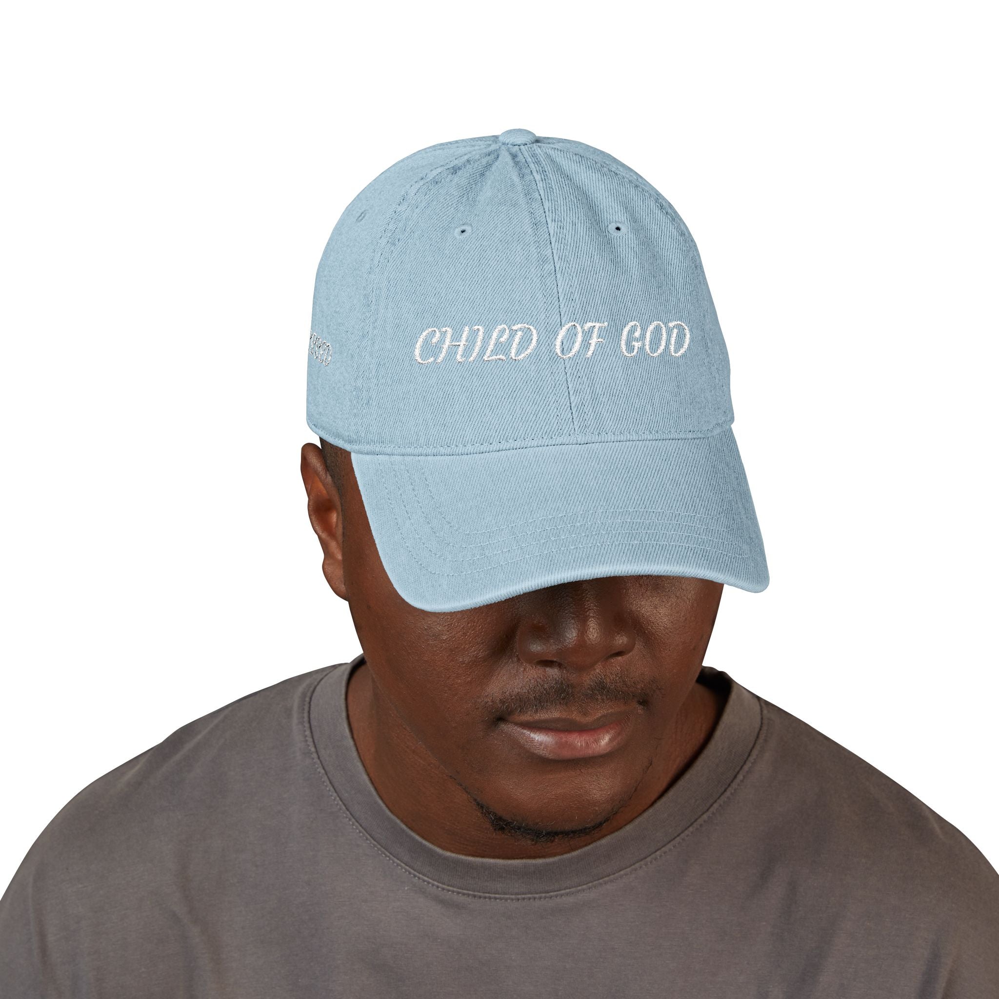 Child of God & Blessed Denim Hat — Embroidered Faith Baseball Cap