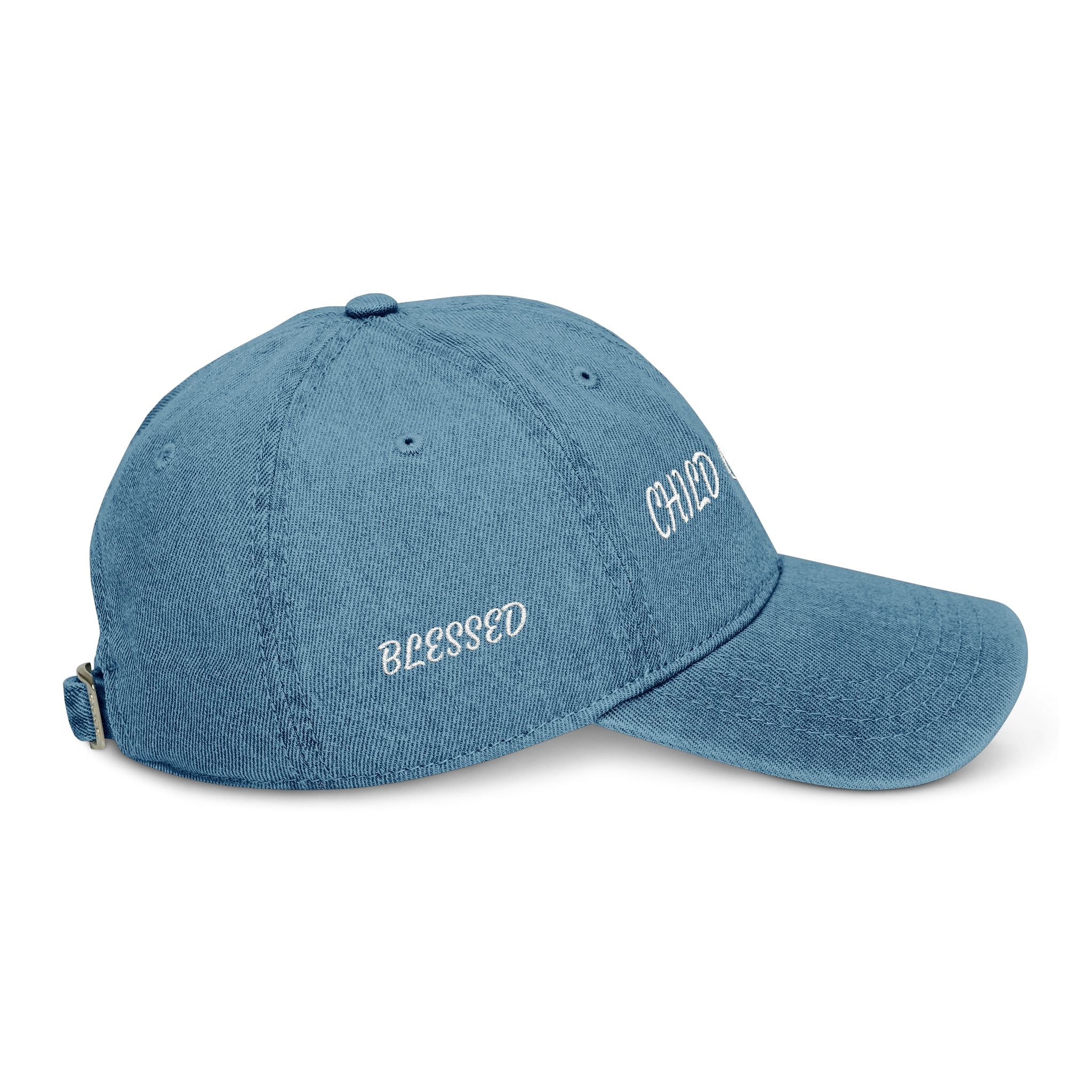 Child of God & Blessed Denim Hat — Embroidered Faith Baseball Cap