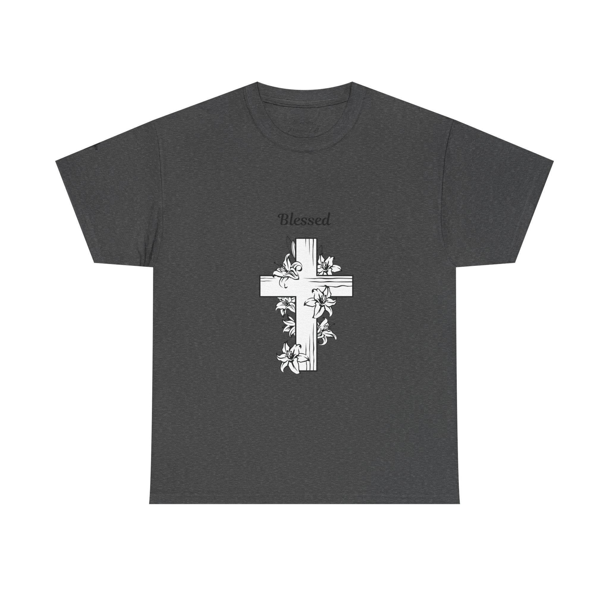 Blessed Cross Unisex Heavy Cotton Tee, Faith T-Shirt, Religious Gift, Spiritual Apparel, Christian Clothing, Everyday Wear