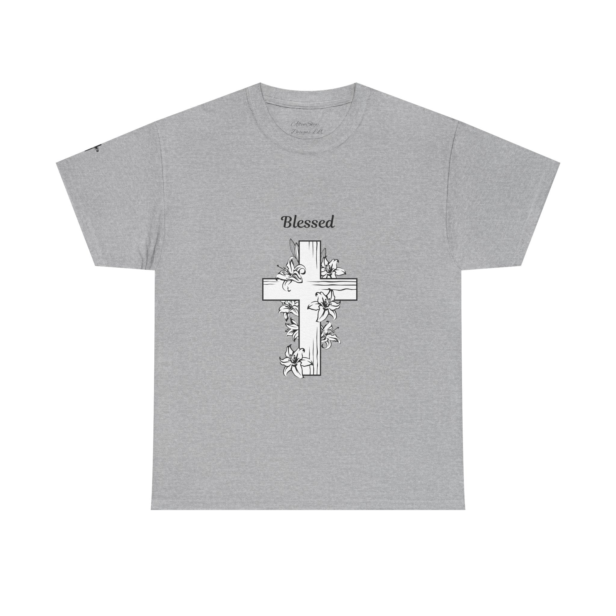 Blessed Cross Unisex Heavy Cotton Tee, Faith T-Shirt, Religious Gift, Spiritual Apparel, Christian Clothing, Everyday Wear