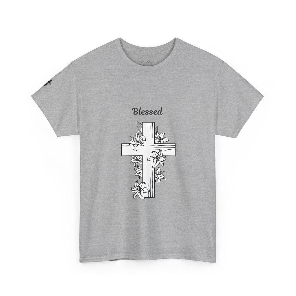Blessed Cross Unisex Heavy Cotton Tee, Faith T-Shirt, Religious Gift, Spiritual Apparel, Christian Clothing, Everyday Wear