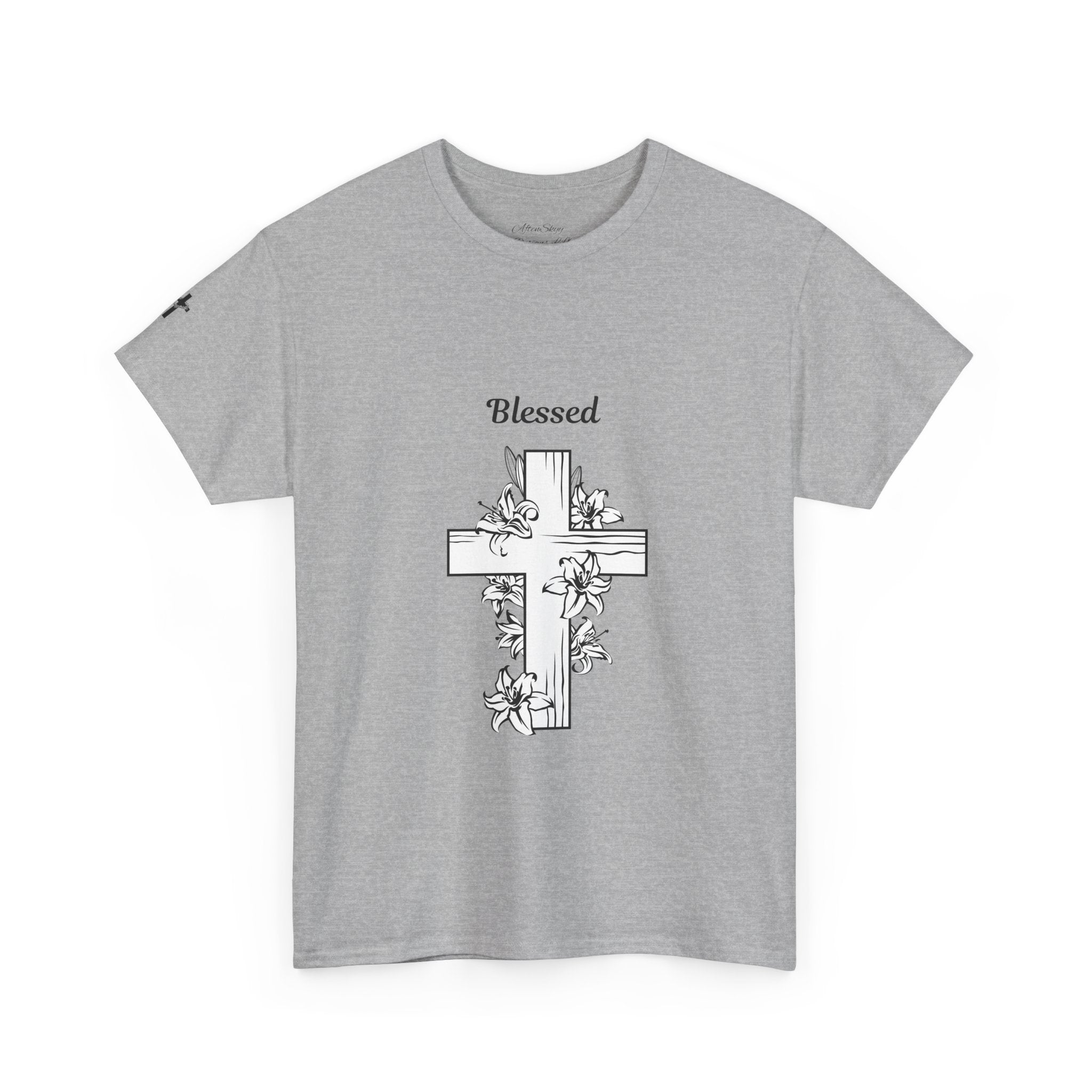 Blessed Cross Unisex Heavy Cotton Tee, Faith T-Shirt, Religious Gift, Spiritual Apparel, Christian Clothing, Everyday Wear