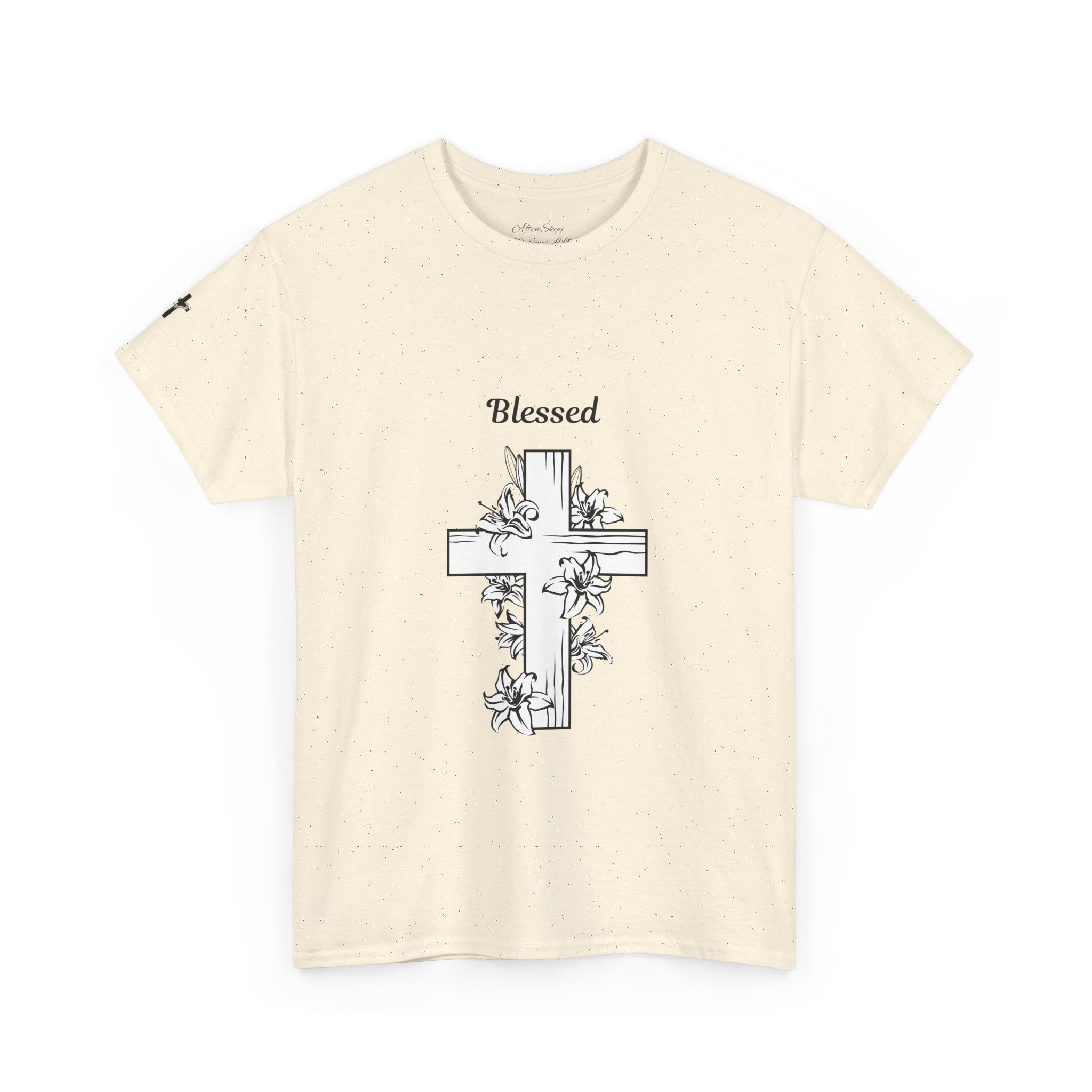 Blessed Cross Unisex Heavy Cotton Tee, Faith T-Shirt, Religious Gift, Spiritual Apparel, Christian Clothing, Everyday Wear