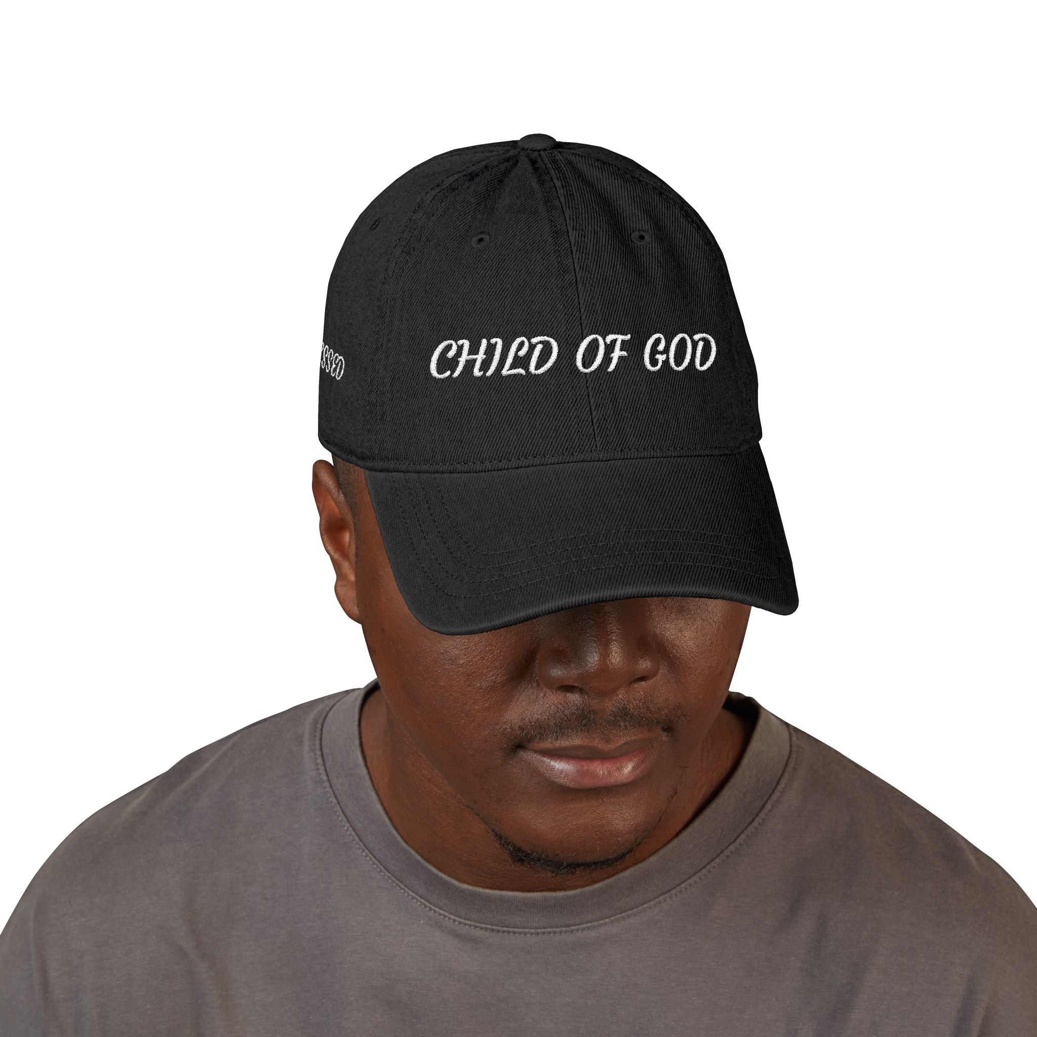 Child of God & Blessed Denim Hat — Embroidered Faith Baseball Cap