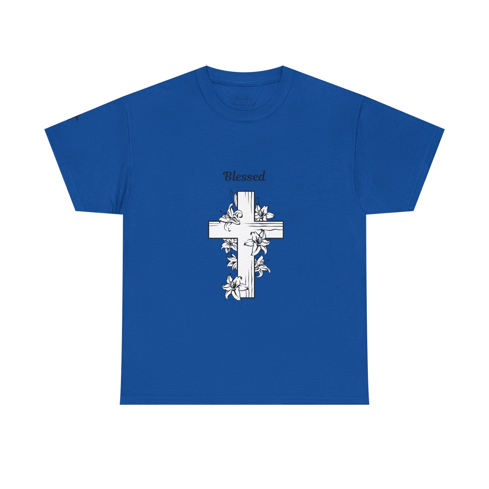 Blessed Cross Unisex Heavy Cotton Tee, Faith T-Shirt, Religious Gift, Spiritual Apparel, Christian Clothing, Everyday Wear