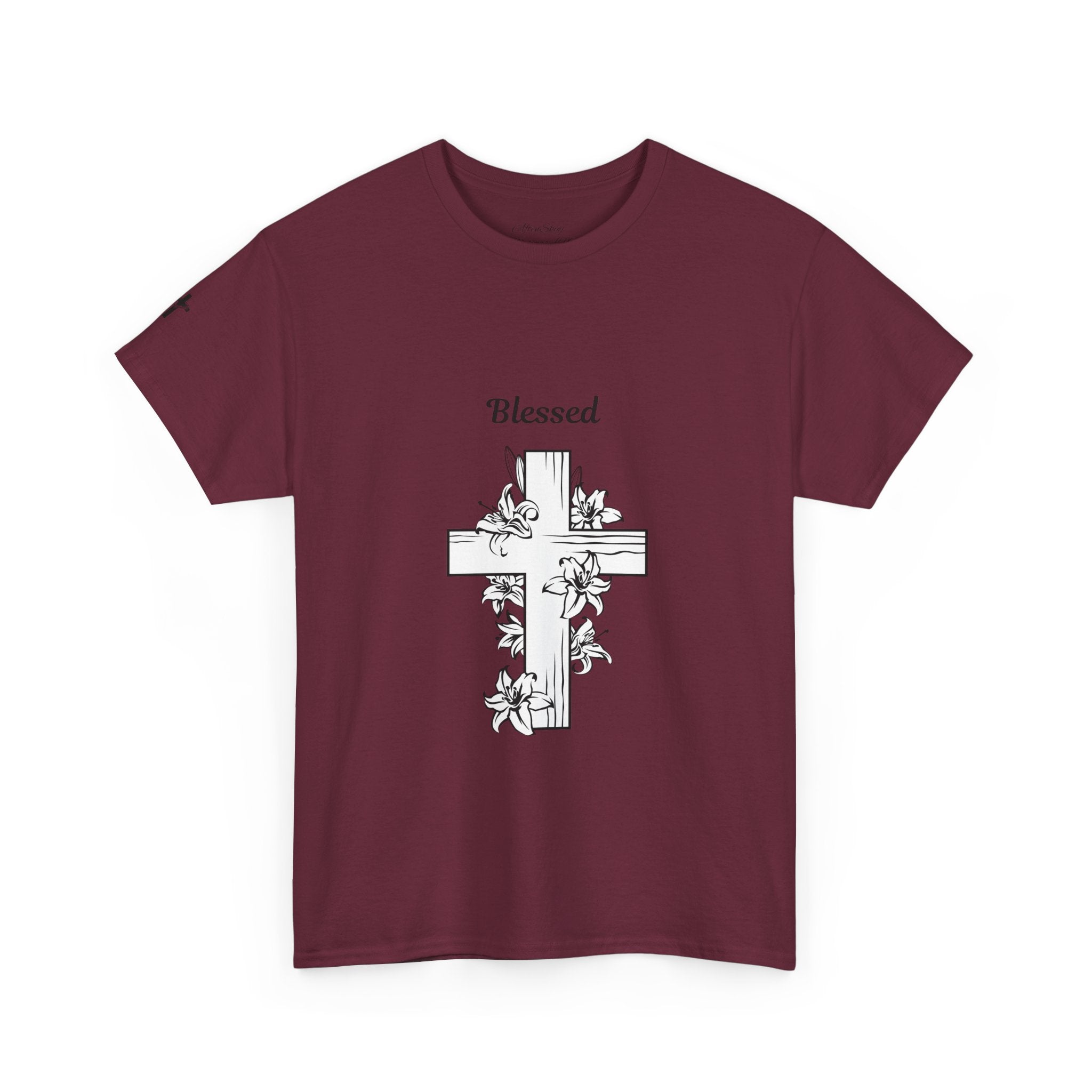 Blessed Cross Unisex Heavy Cotton Tee, Faith T-Shirt, Religious Gift, Spiritual Apparel, Christian Clothing, Everyday Wear