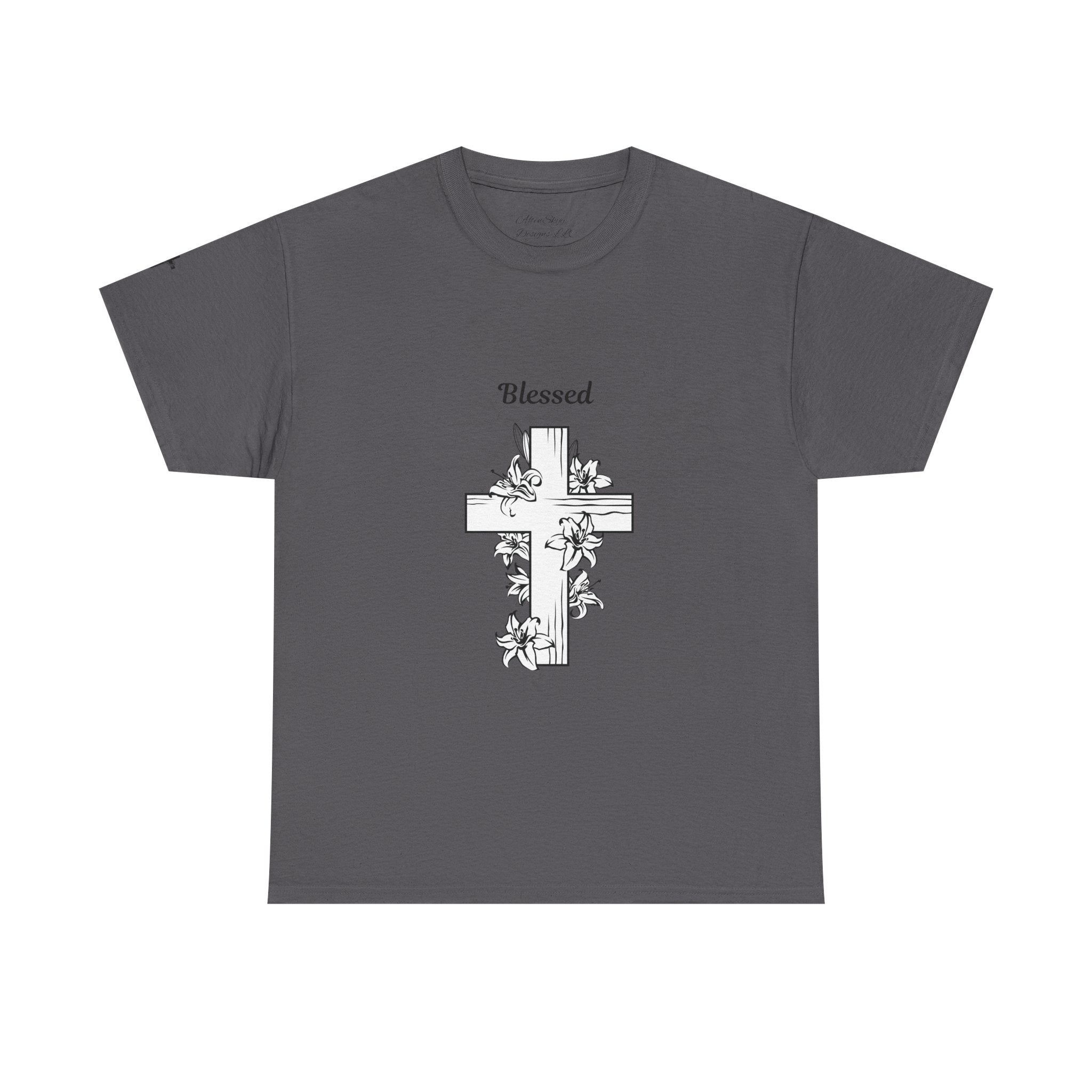 Blessed Cross Unisex Heavy Cotton Tee, Faith T-Shirt, Religious Gift, Spiritual Apparel, Christian Clothing, Everyday Wear