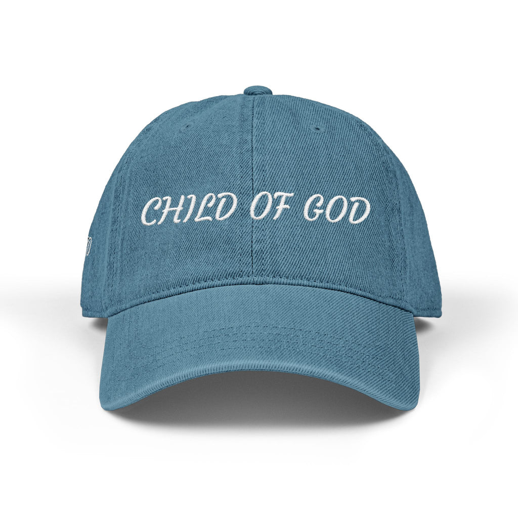 Child of God & Blessed Denim Hat — Embroidered Faith Baseball Cap