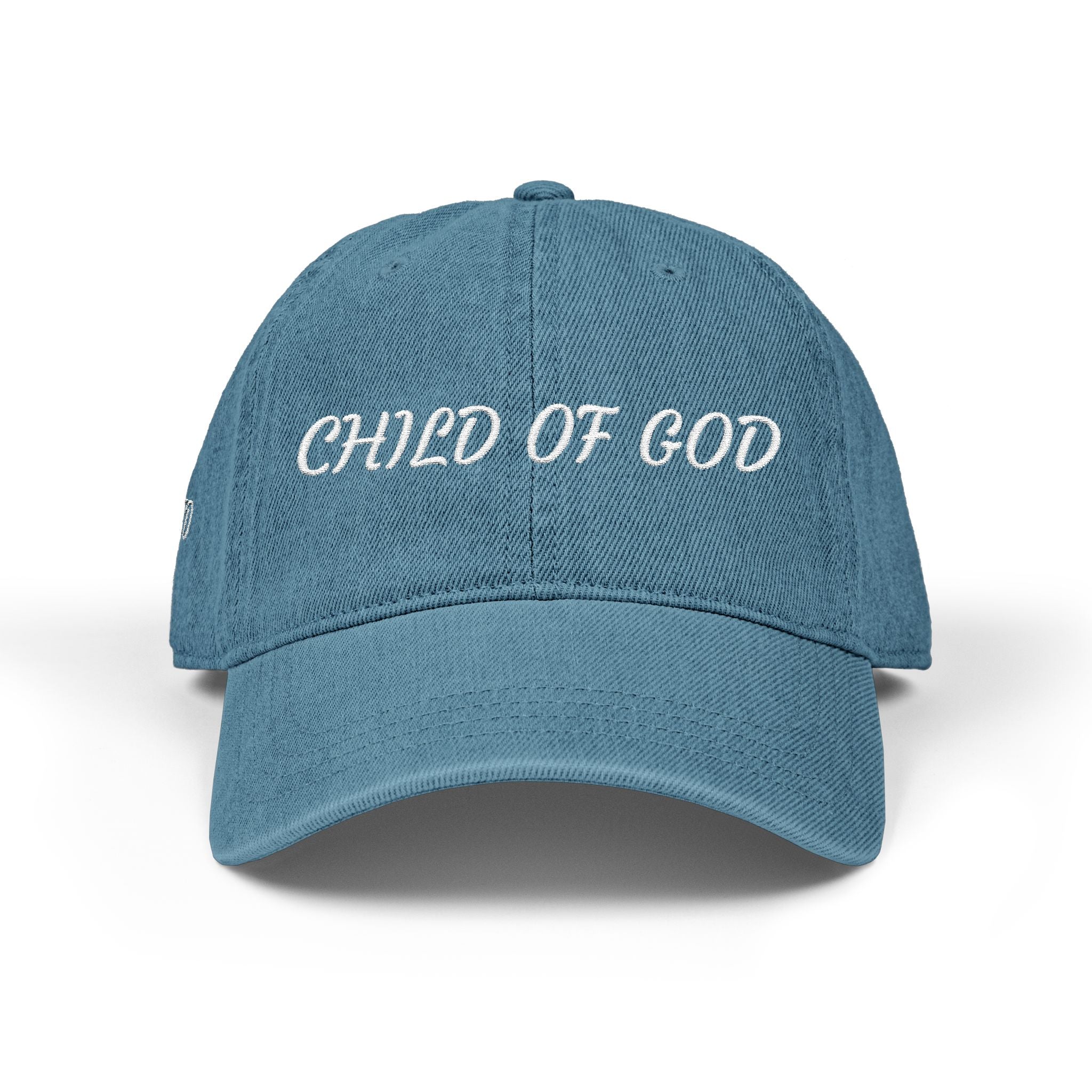 Child of God & Blessed Denim Hat — Embroidered Faith Baseball Cap