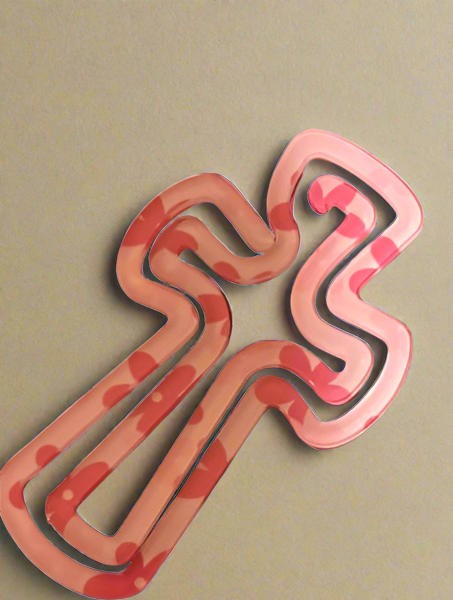 Pink Floral Cross Jumbo Paper Clip