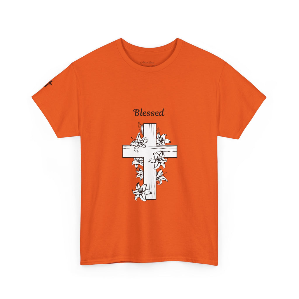 Blessed Cross Unisex Heavy Cotton Tee, Faith T-Shirt, Religious Gift, Spiritual Apparel, Christian Clothing, Everyday Wear