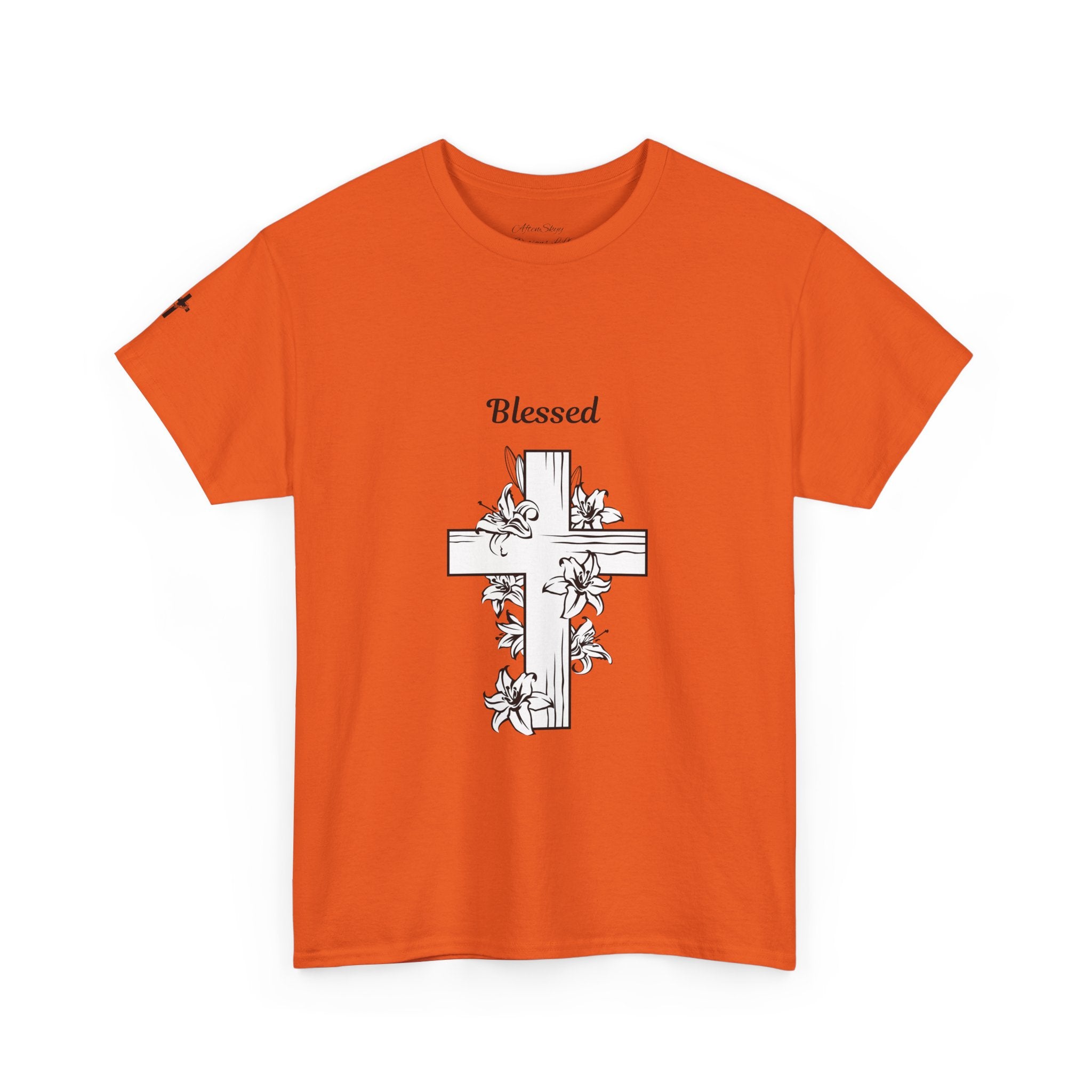 Blessed Cross Unisex Heavy Cotton Tee, Faith T-Shirt, Religious Gift, Spiritual Apparel, Christian Clothing, Everyday Wear